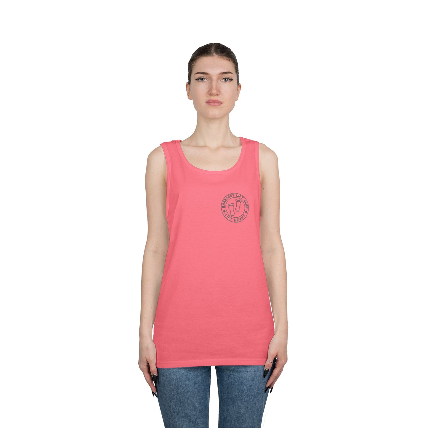 Barefoot Lift Club // Bigfoot Founding Member // Double Sided Unisex Heavy Cotton Tank Top