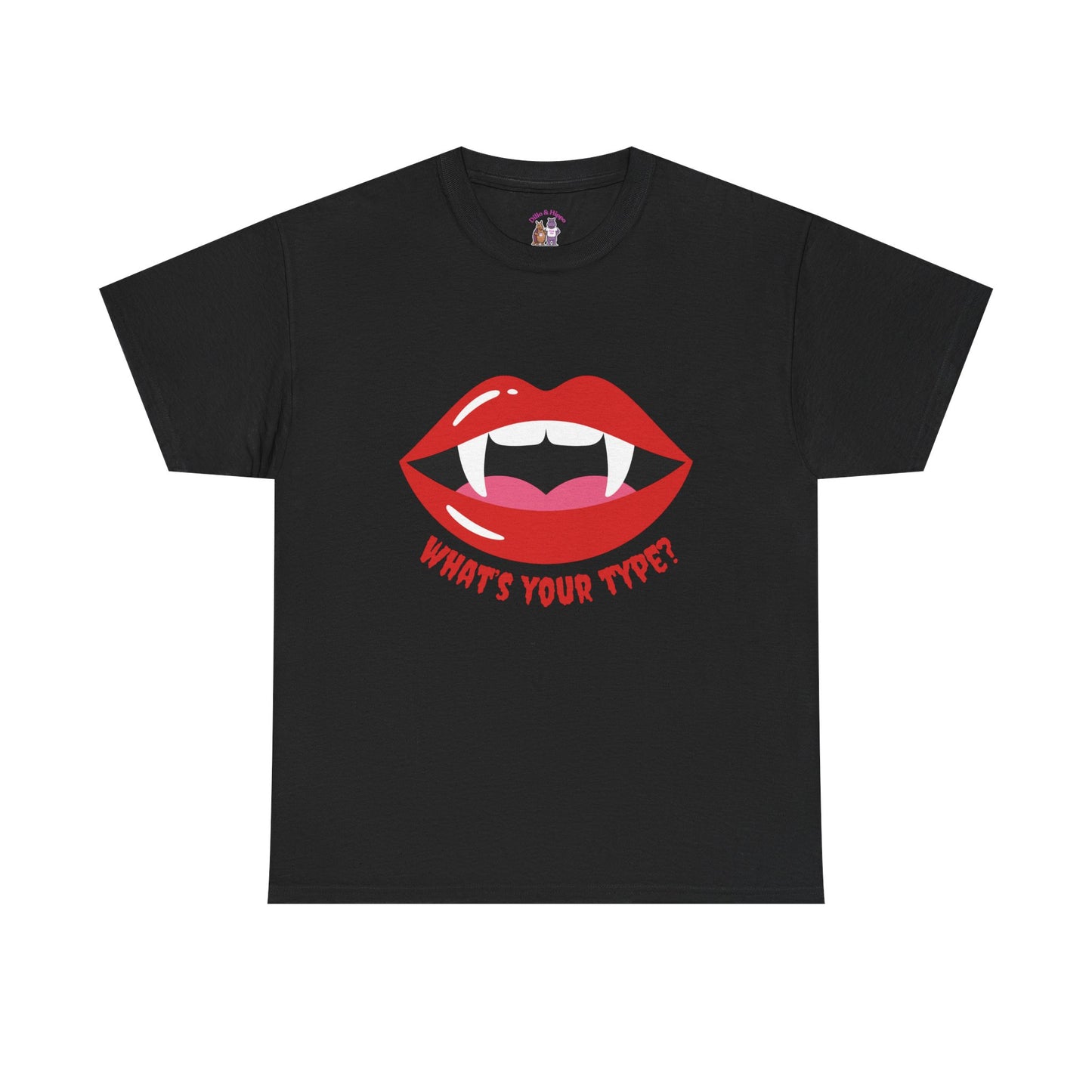 Vampire Lips Tee: Unisex Heavy Cotton Tee for Halloween, Party, Gift, Funny T-Shirt, Casual Wear, Trendy Fashion