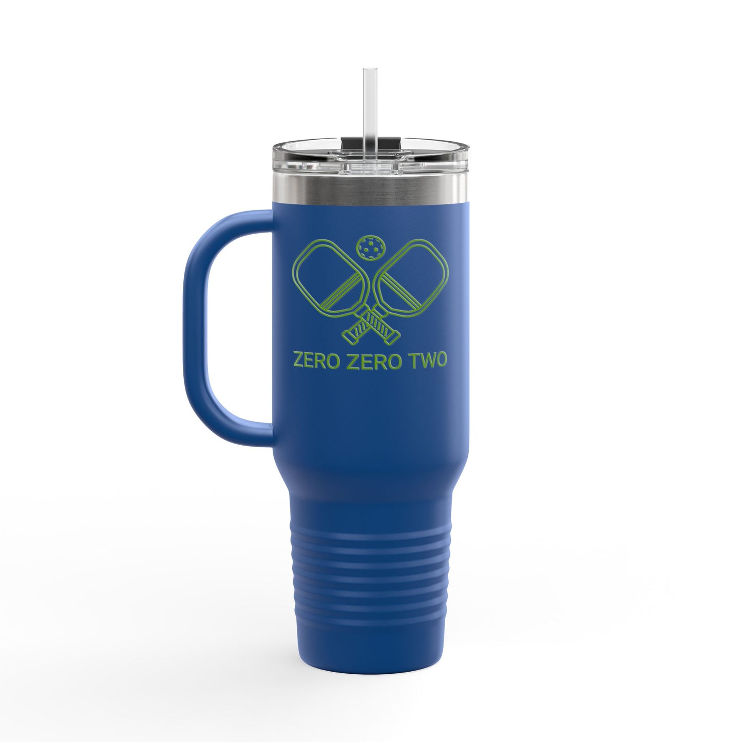 Zero Zero Two // Insulated Travel Mug, 40oz - Blue Text
