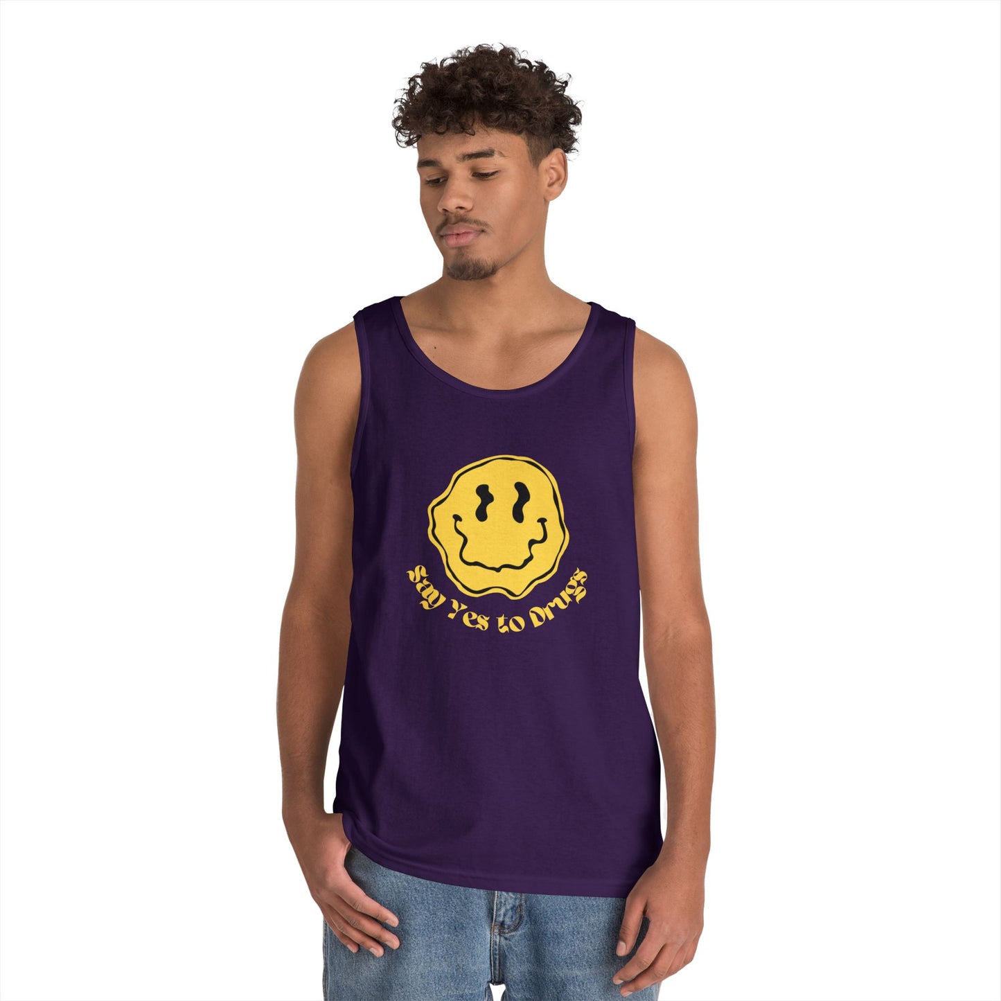 "Say Yes to Drugs" Smiley Graphic // Unisex Heavy Cotton Tank Top