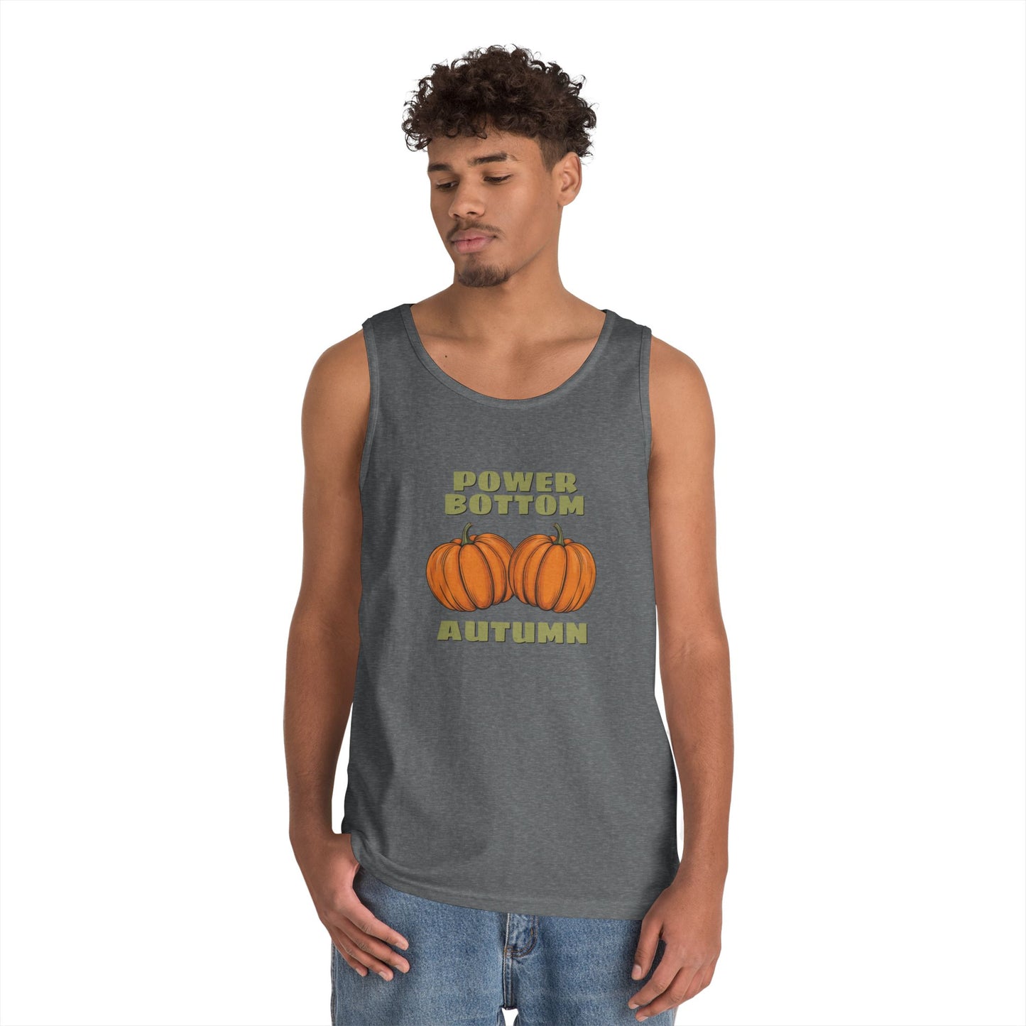 Power Bottom Autumn - Pumpkins // Unisex Heavy Cotton Tank Top - Fall Vibes