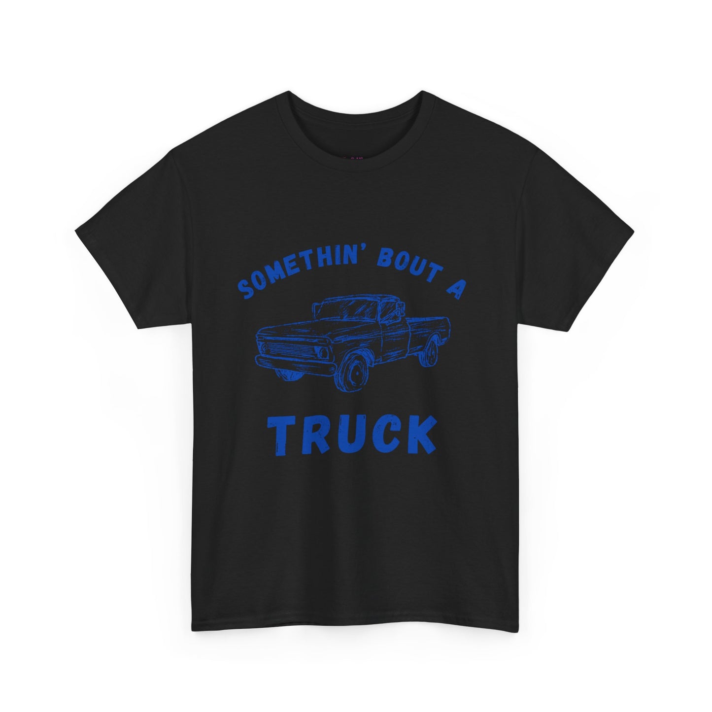 Somethin' Bout A Truck - Cobalt Distressed // Vintage Truck Graphic Unisex Heavy Cotton Tee - Perfect for Truck Lovers
