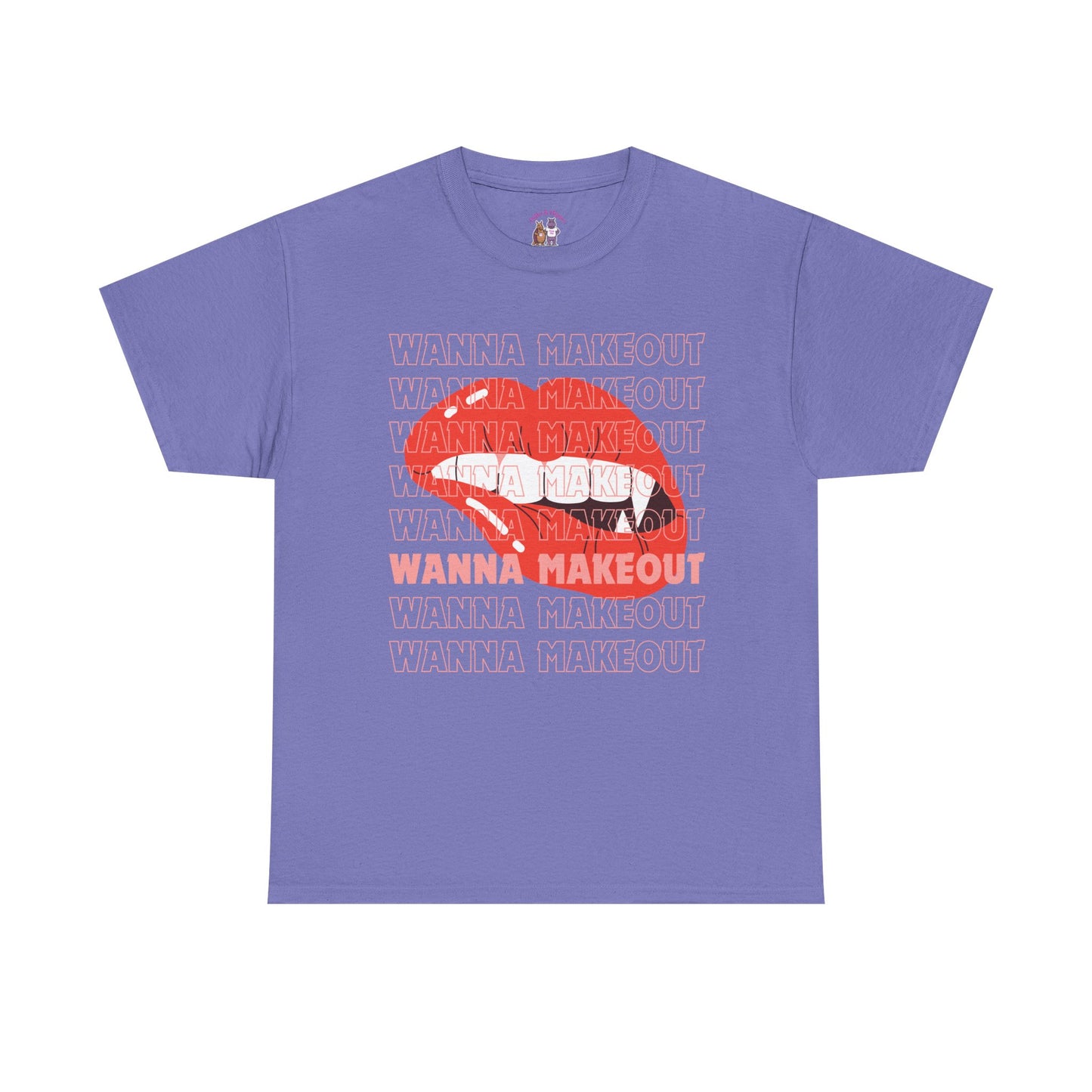 Unisex Heavy Cotton Tee - 'Wanna Makeout' Graphic Tee, Trendy Casual Wear, Perfect for Parties, Fun Couple's Tee