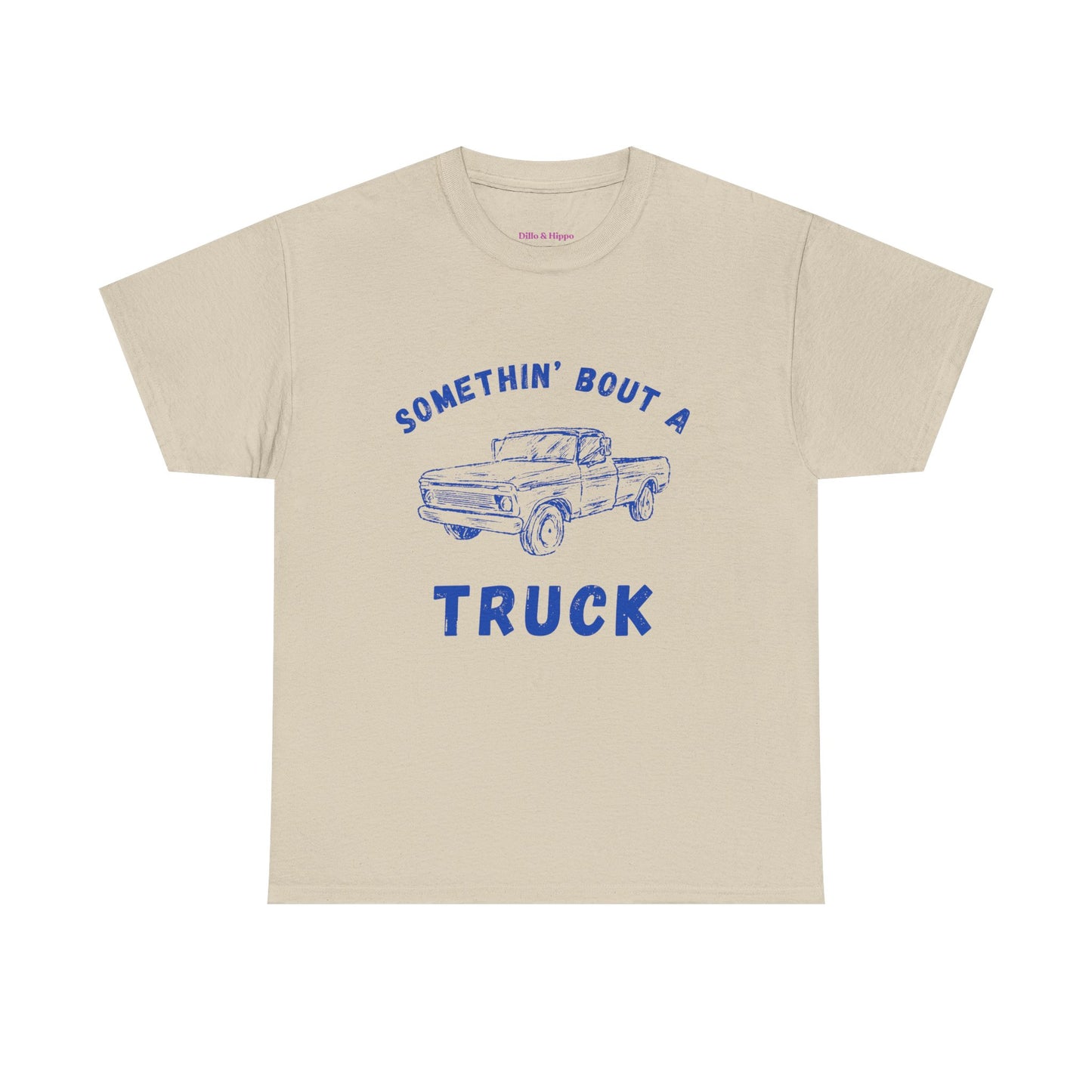 Somethin' Bout A Truck - Cobalt Distressed // Vintage Truck Graphic Unisex Heavy Cotton Tee - Perfect for Truck Lovers