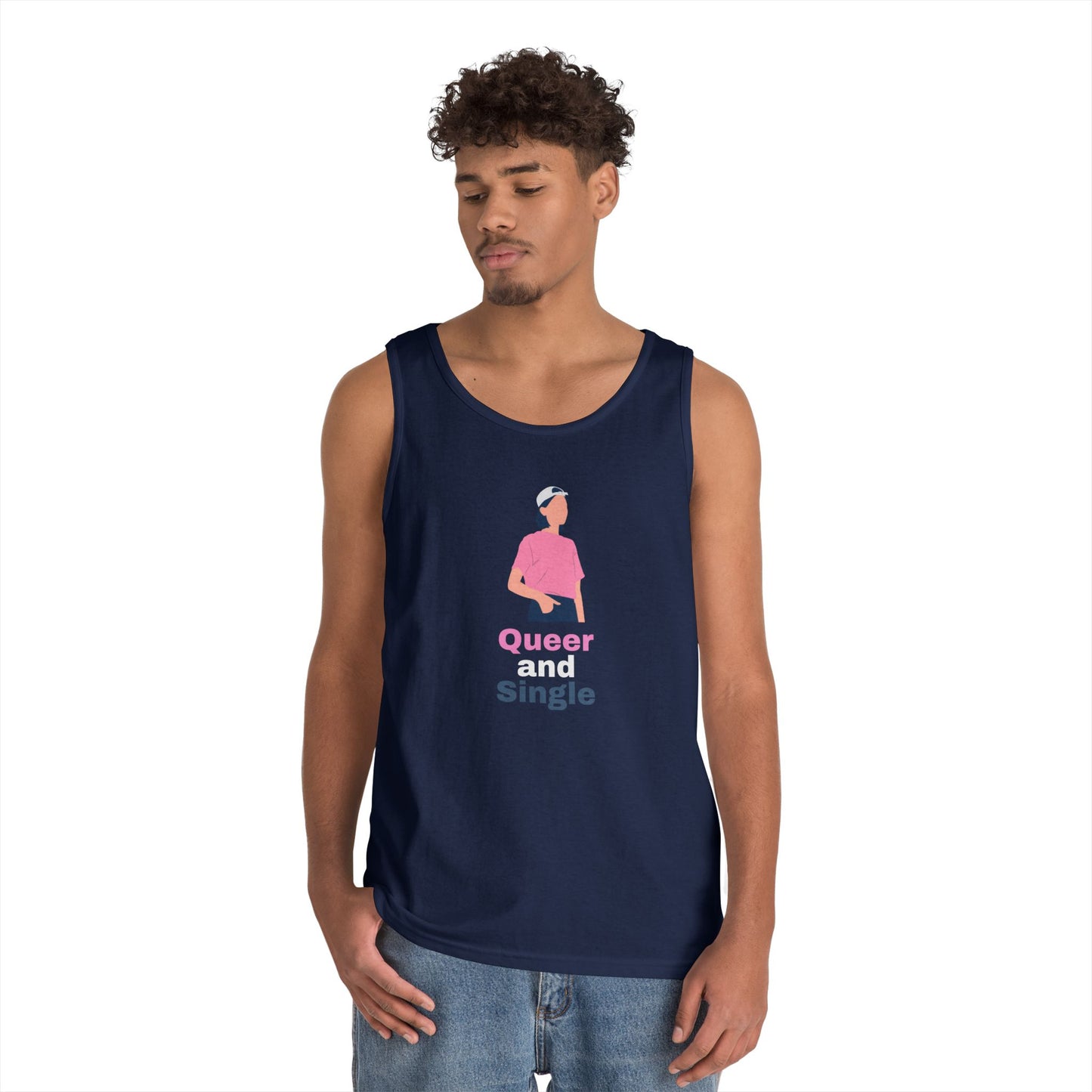 Queer and Single // Unisex Heavy Cotton Tank Top