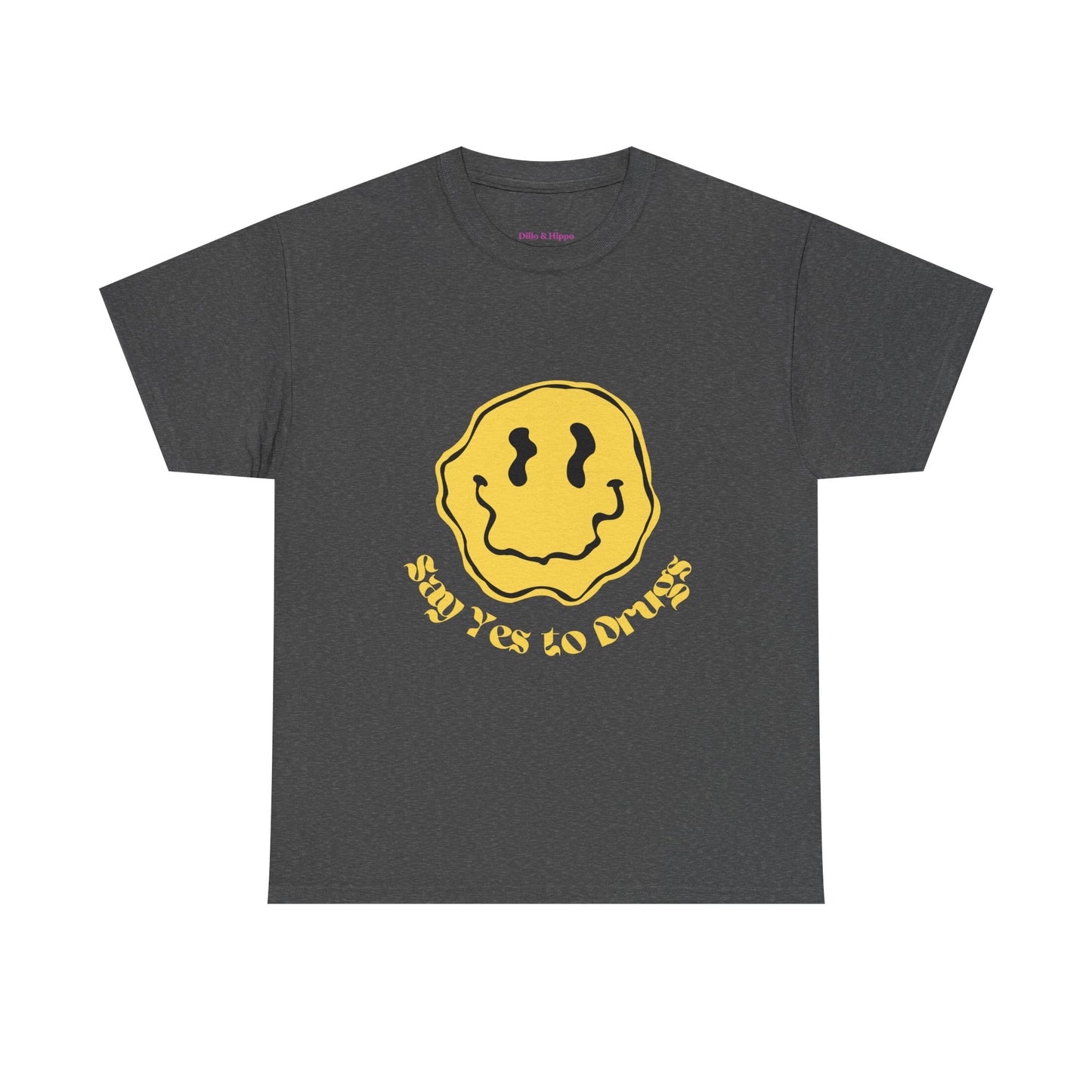 Say Yes to Drugs // Unisex Heavy Cotton Tee - Happy Smiley Face Graphic T-Shirt