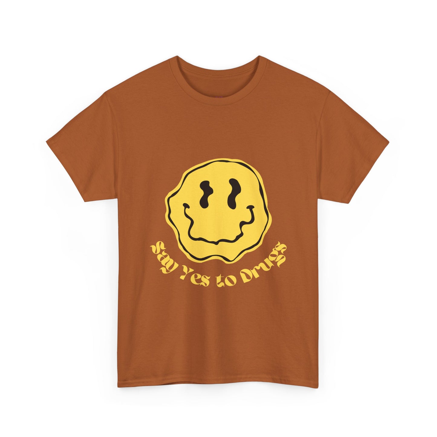 Say Yes to Drugs // Unisex Heavy Cotton Tee - Happy Smiley Face Graphic T-Shirt