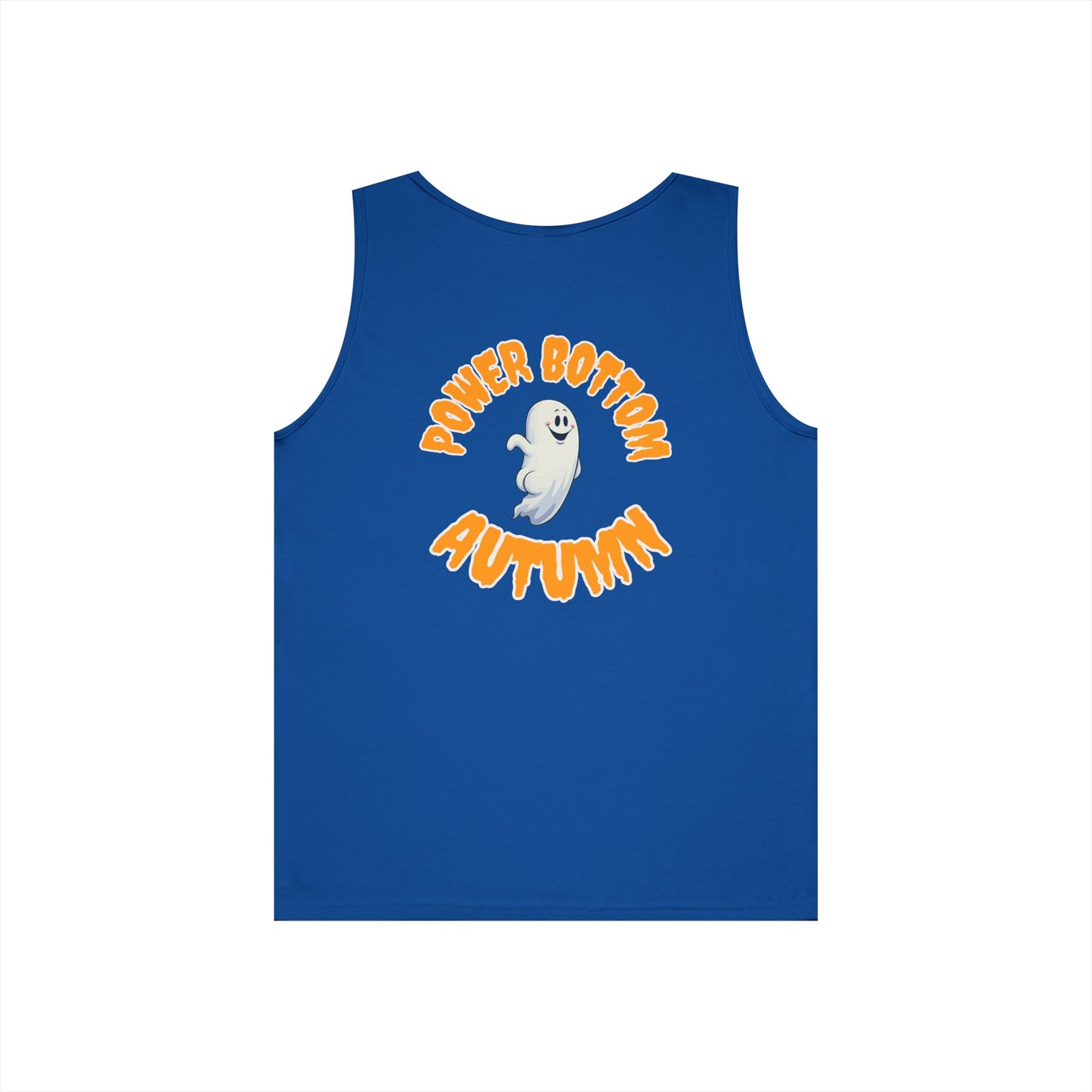Power Bottom Autumn - White Ghost // Unisex Heavy Cotton Ghost Theme Tank Top - Fall Vibes