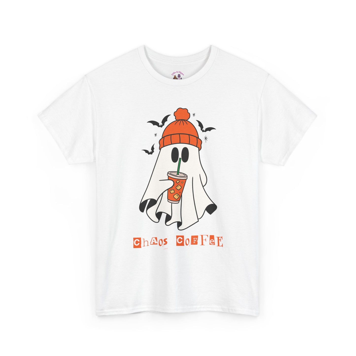Ghostly Chill Unisex Heavy Cotton Tee, Halloween Shirt, Casual Wear, Fall Fashion, Cute Ghost Tee, Spooky Vibes