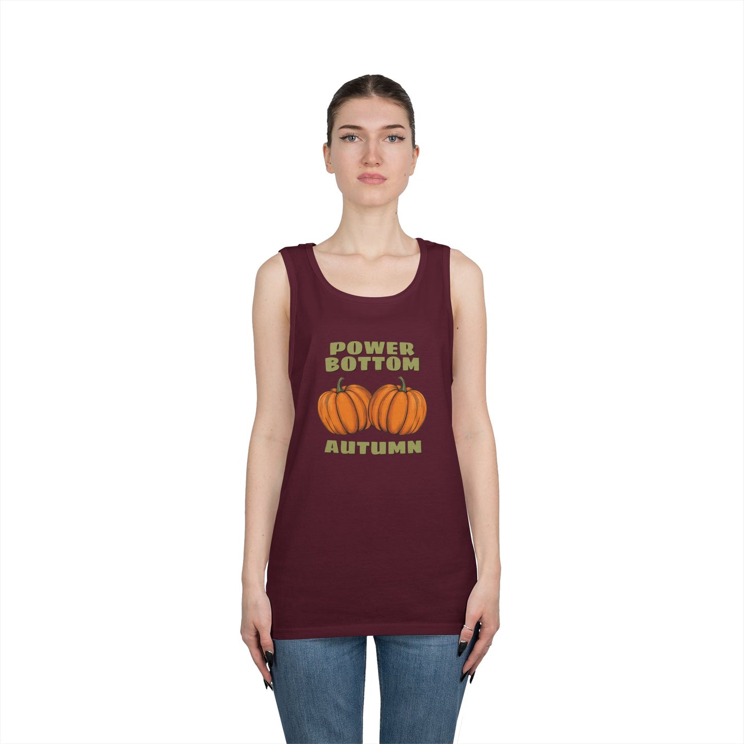 Power Bottom Autumn - Pumpkins // Unisex Heavy Cotton Tank Top - Fall Vibes