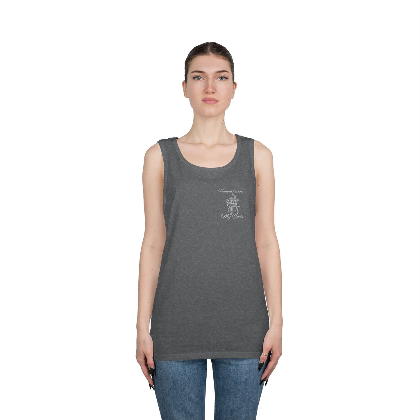 Hangin' With My Buds // Happy Plant Lover Unisex Heavy Cotton Tank Top - Perfect for Gardening Enthusiasts