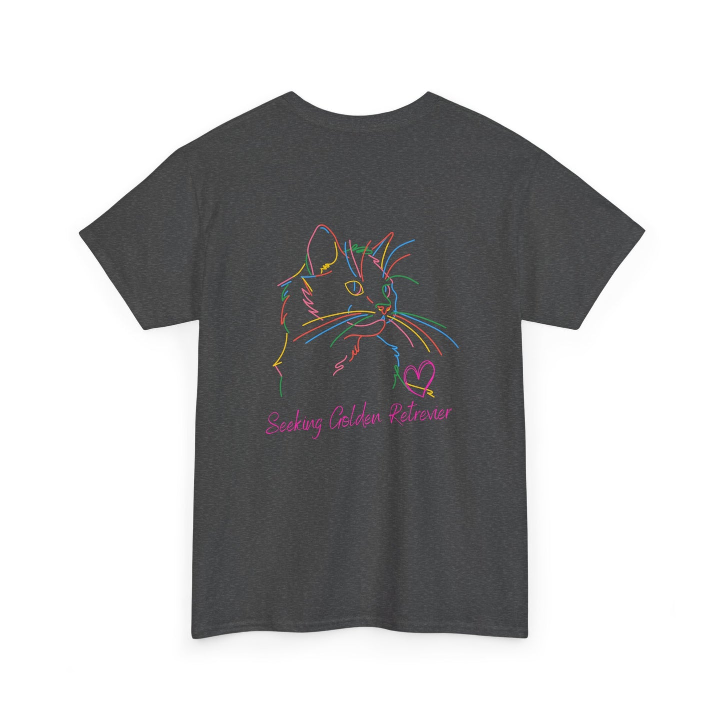 Black Cat Seeking My Golden Retriever // Unisex Heavy Cotton Tee - Relationship Dynamics
