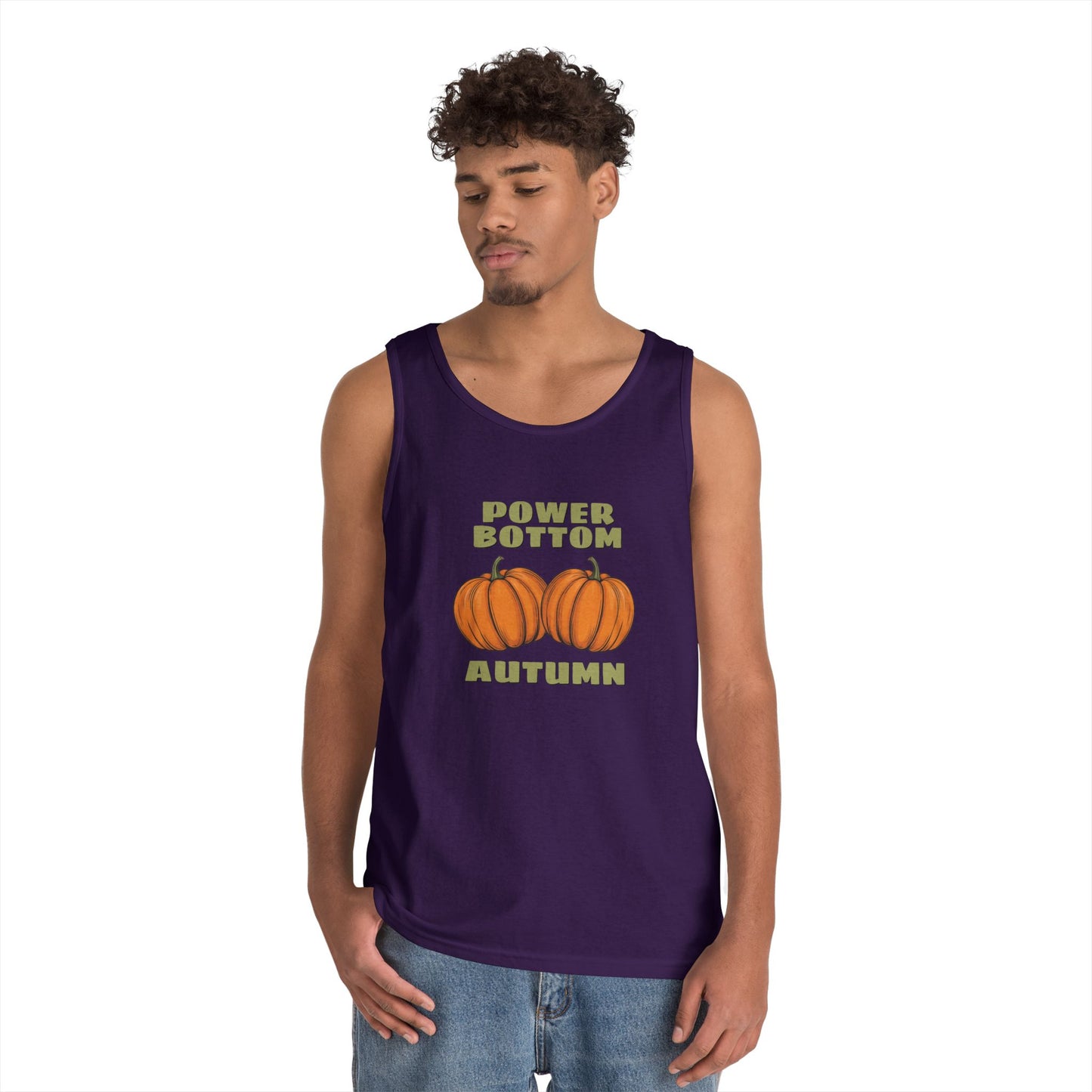 Power Bottom Autumn - Pumpkins // Unisex Heavy Cotton Tank Top - Fall Vibes