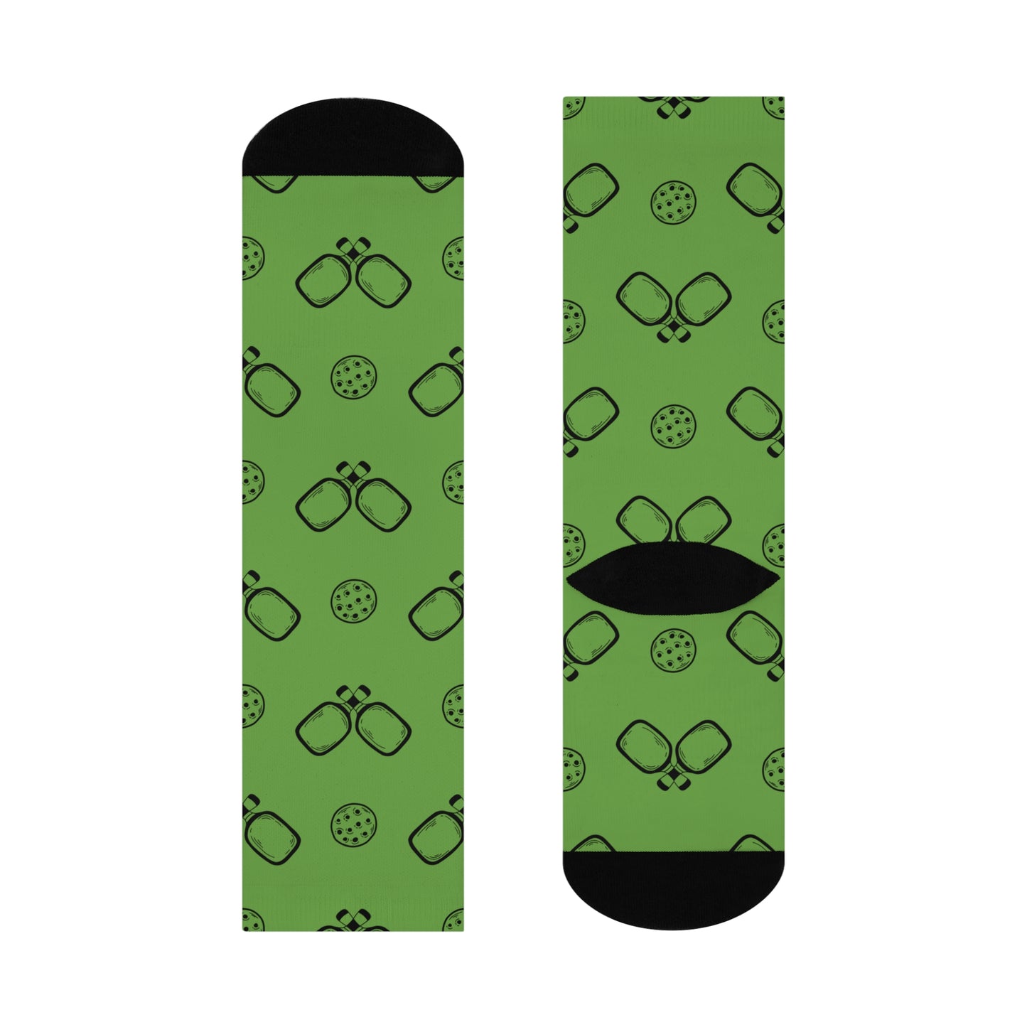 Lime Green Pickleball Cushioned Crew Socks