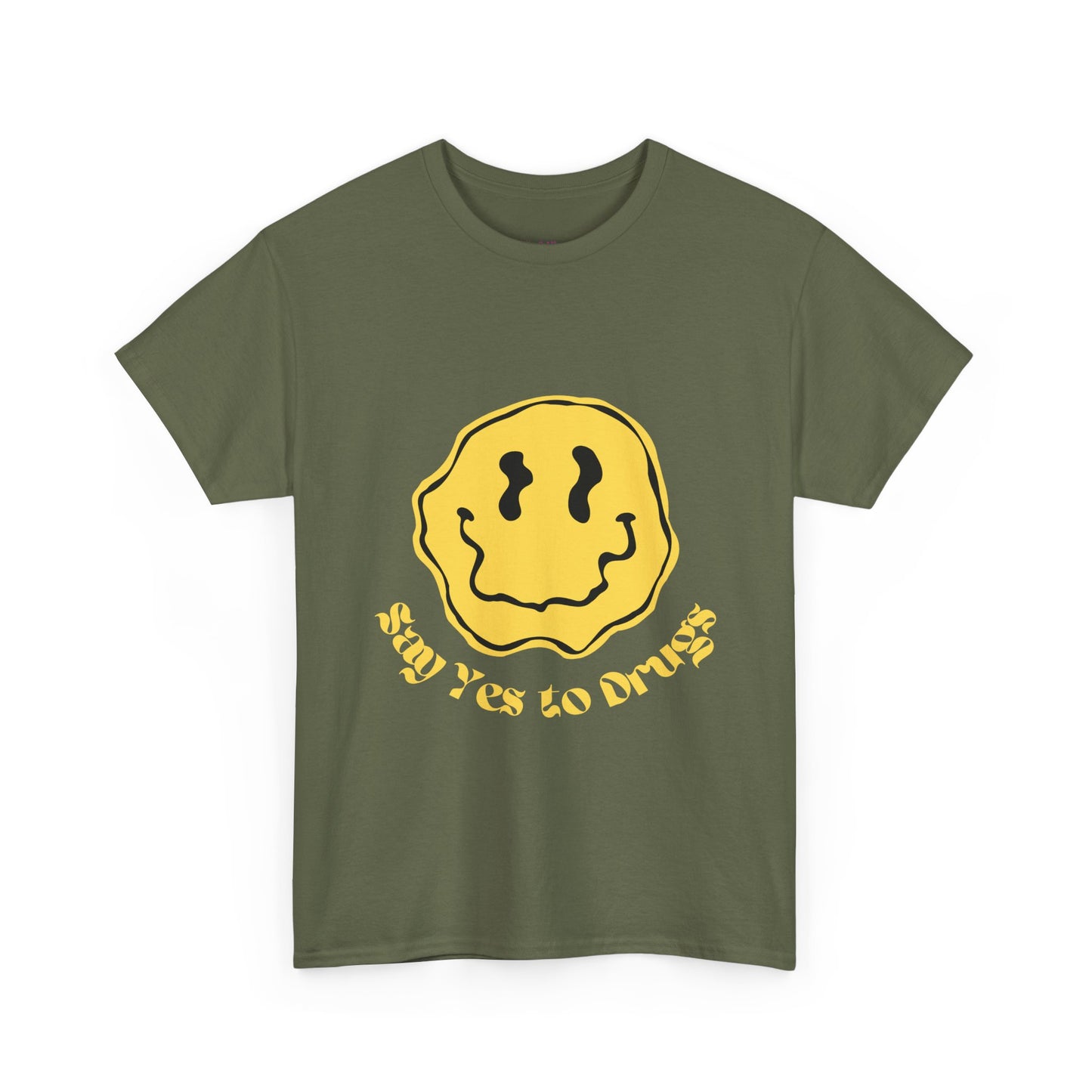 Say Yes to Drugs // Unisex Heavy Cotton Tee - Happy Smiley Face Graphic T-Shirt