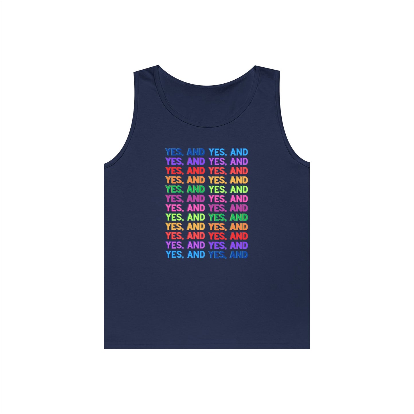 Improv, "Yes, And" // Positive Vibes Unisex Cotton Tank Top - Colorful 'YES' Design