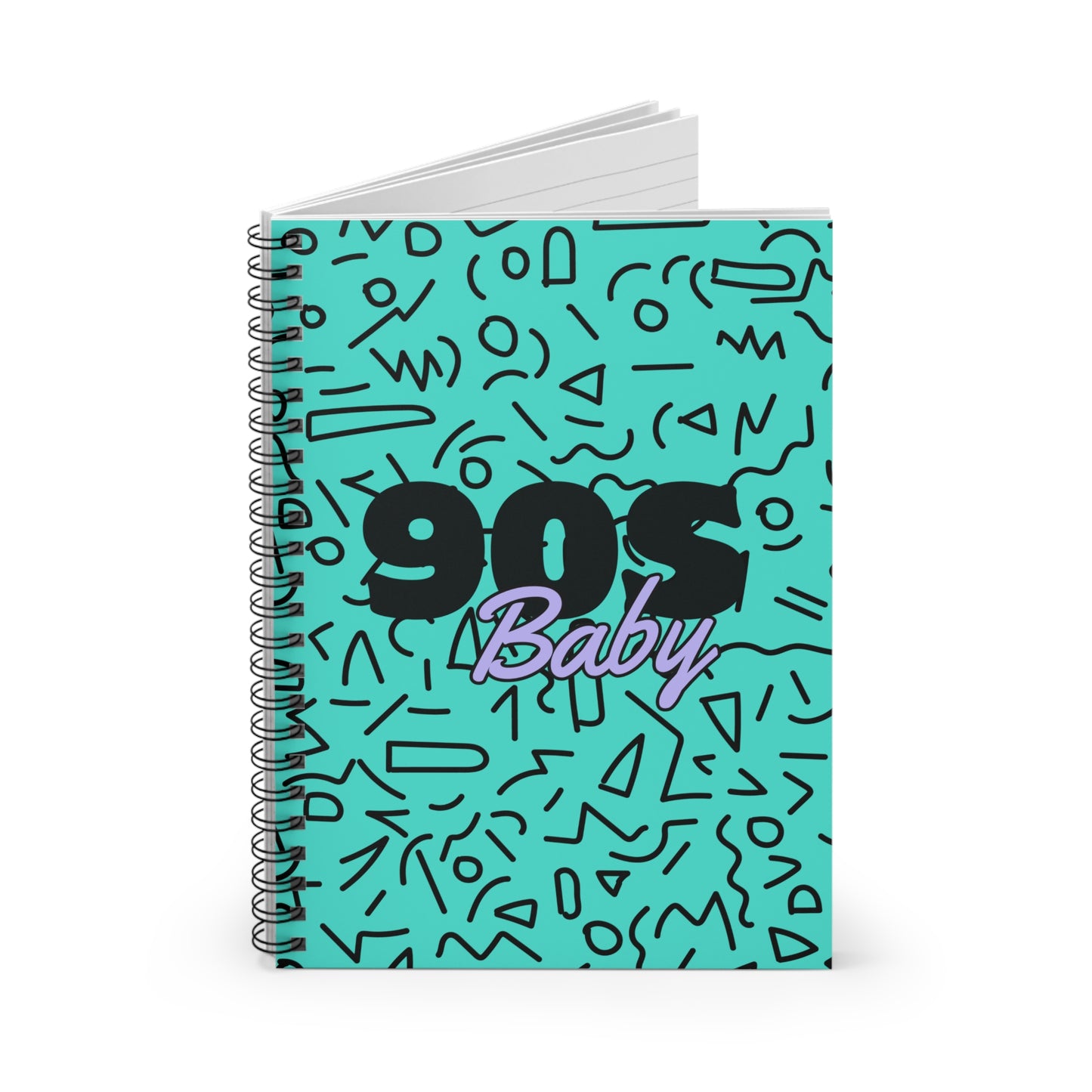 Turquoise Patterned 90s Baby // Spiral Notebook - Ruled Line