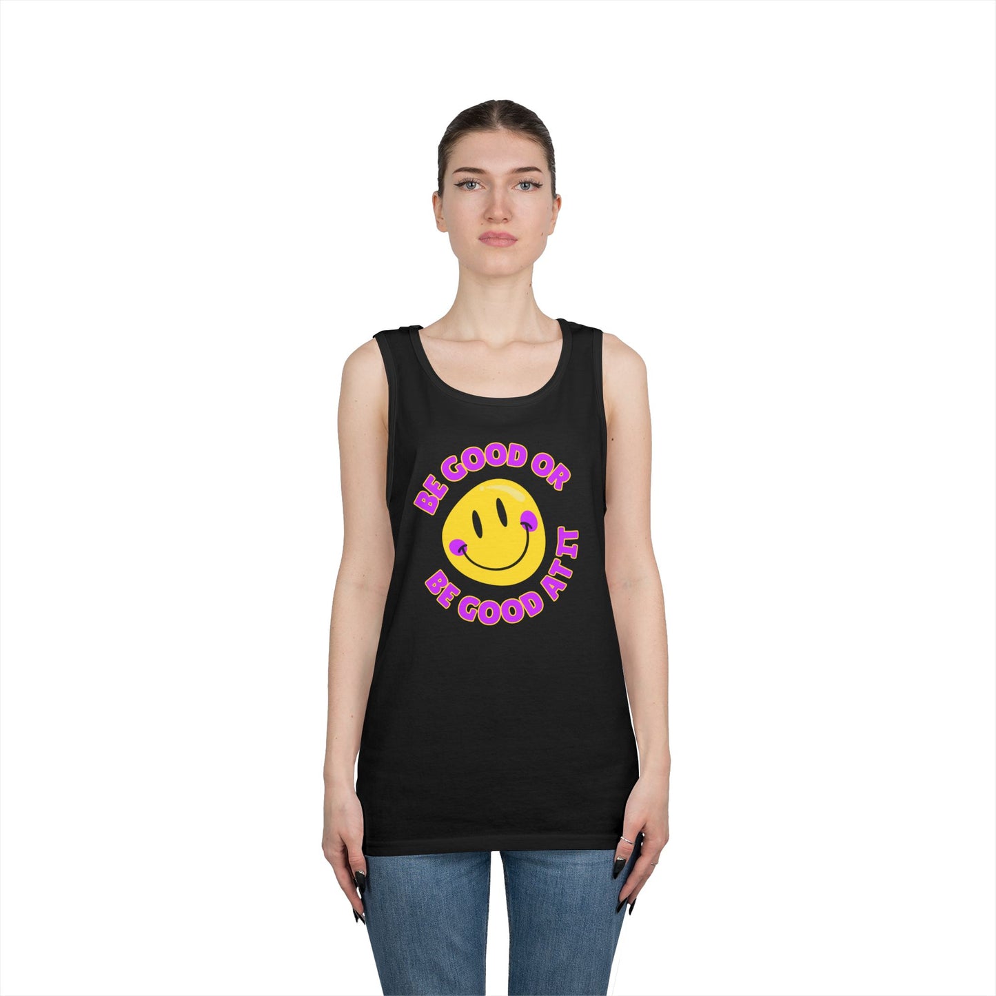 Be Good Or Be Good At It Smiley // Unisex Heavy Cotton Tank Top
