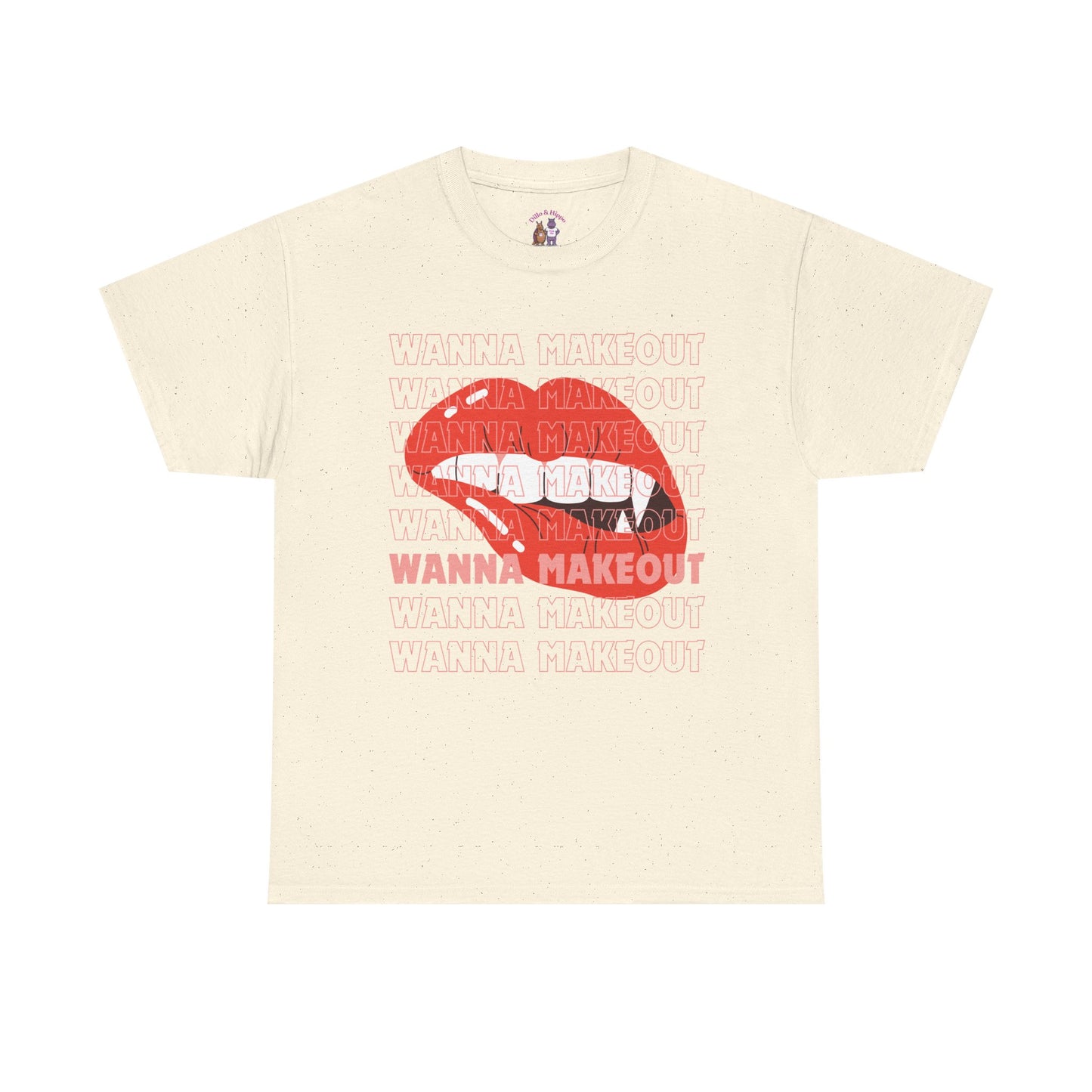Unisex Heavy Cotton Tee - 'Wanna Makeout' Graphic Tee, Trendy Casual Wear, Perfect for Parties, Fun Couple's Tee