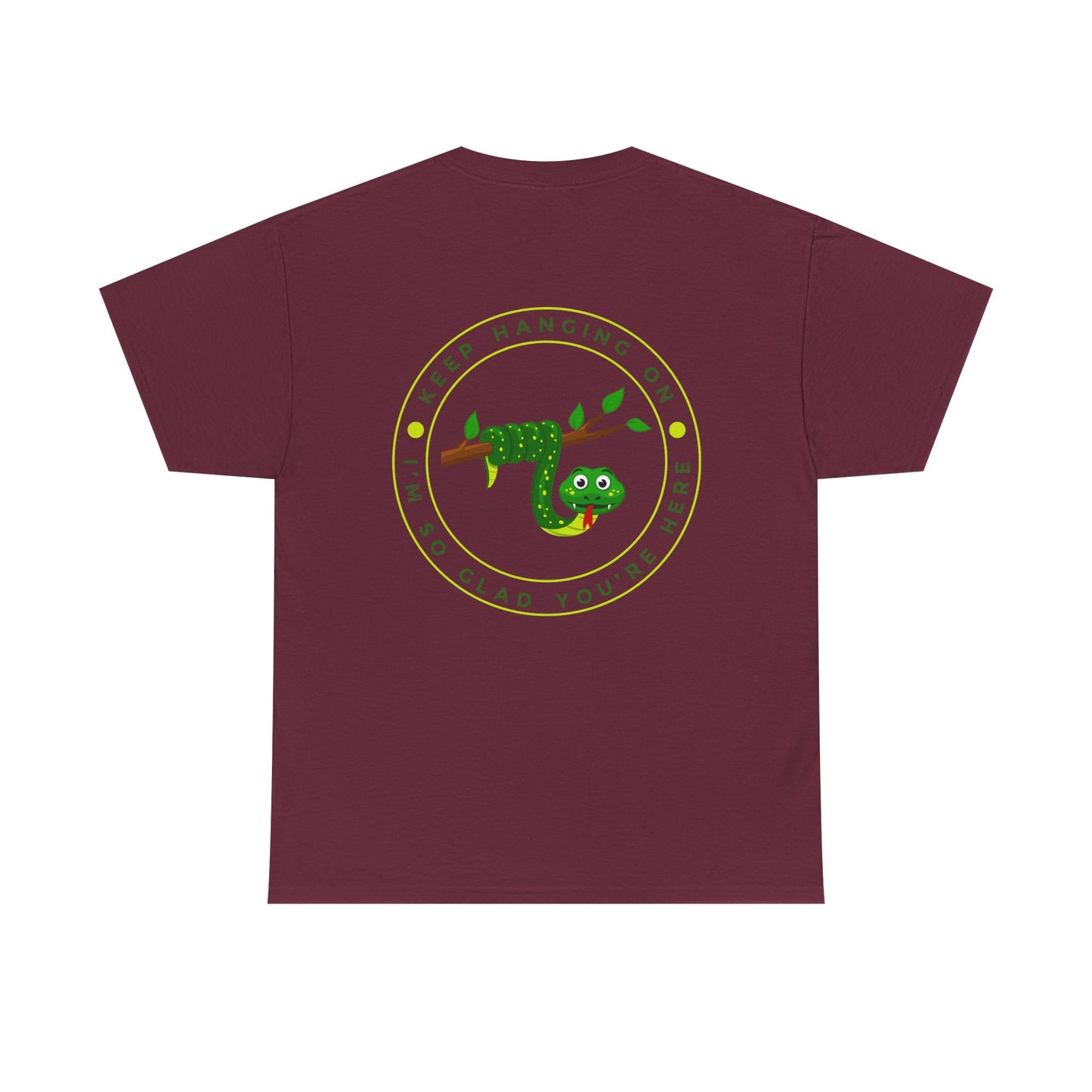 Keep Hanging On - Snake // Unisex Heavy Cotton Tee - Positive Message T-Shirt