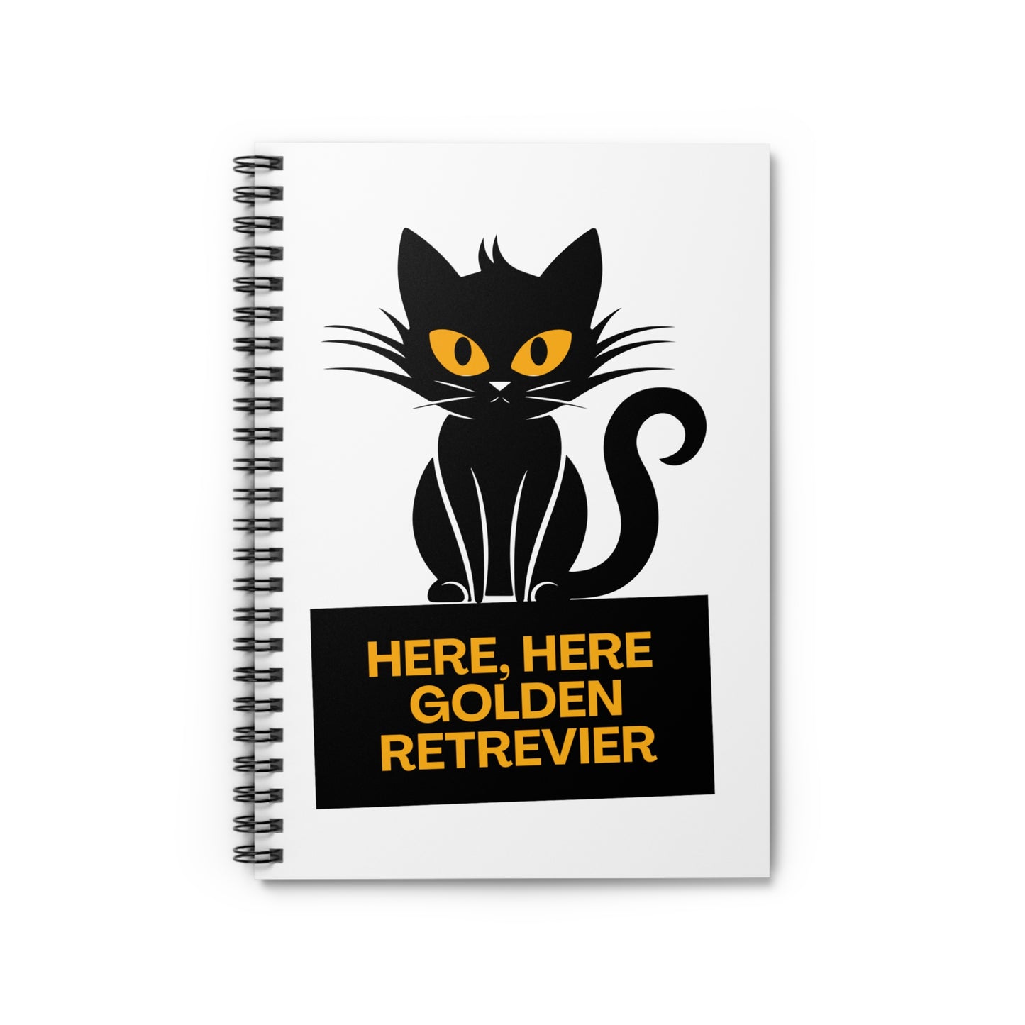 Here, Here Golden Retriever // Spiral Notebook - Ruled Line
