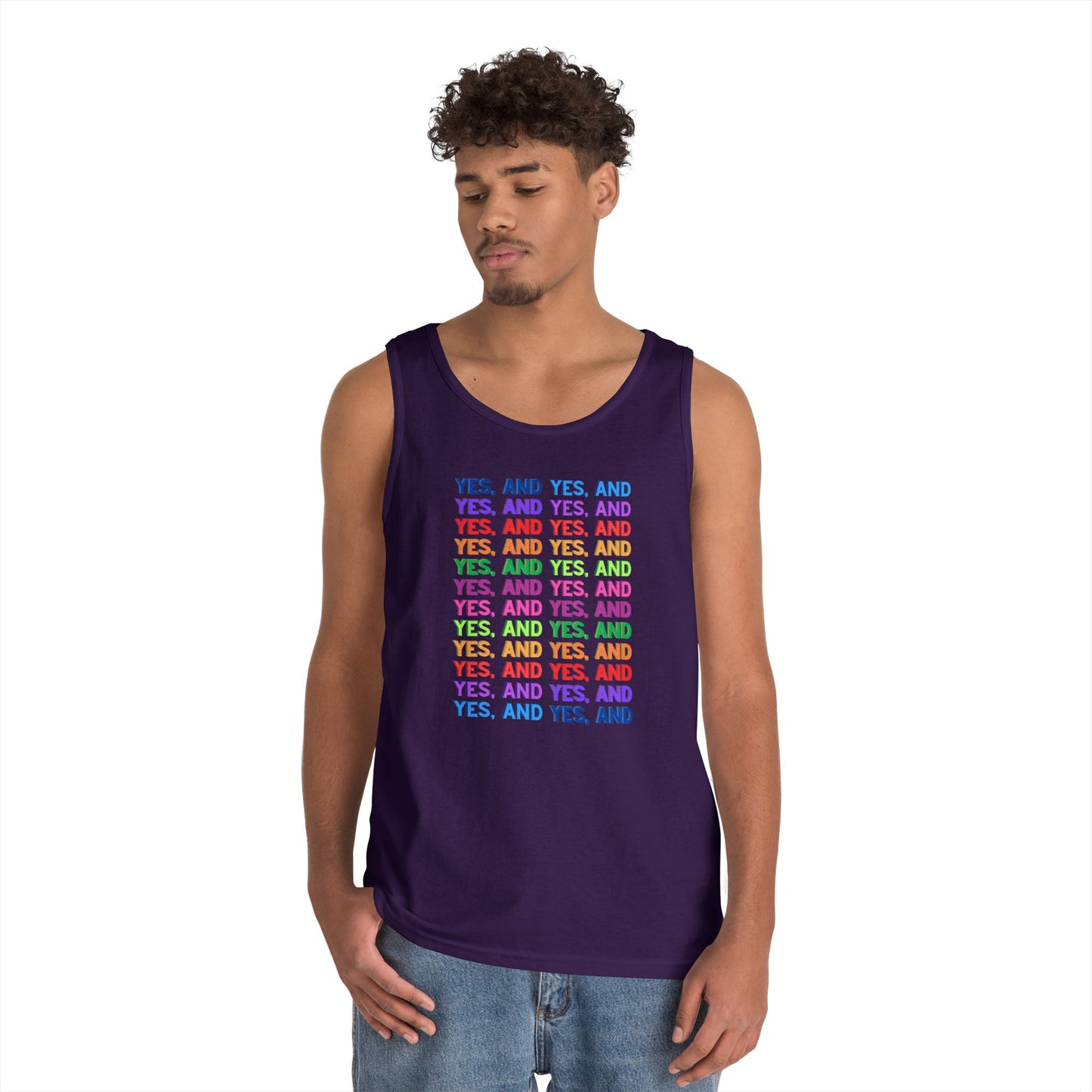 Improv, "Yes, And" // Positive Vibes Unisex Cotton Tank Top - Colorful 'YES' Design