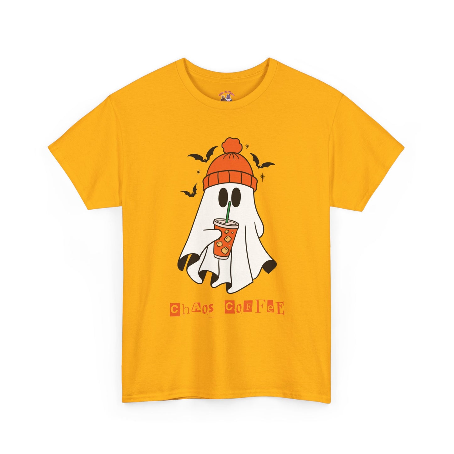Ghostly Chill Unisex Heavy Cotton Tee, Halloween Shirt, Casual Wear, Fall Fashion, Cute Ghost Tee, Spooky Vibes
