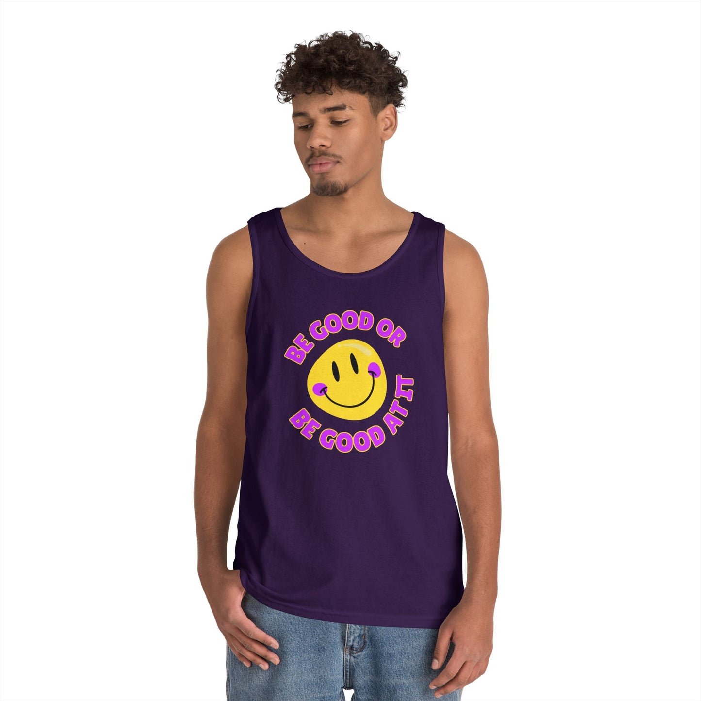 Be Good Or Be Good At It Smiley // Unisex Heavy Cotton Tank Top