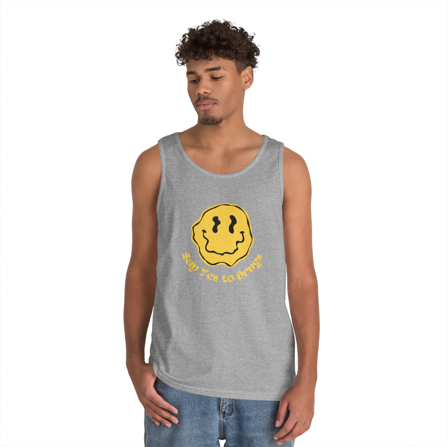 "Say Yes to Drugs" Smiley Graphic // Unisex Heavy Cotton Tank Top