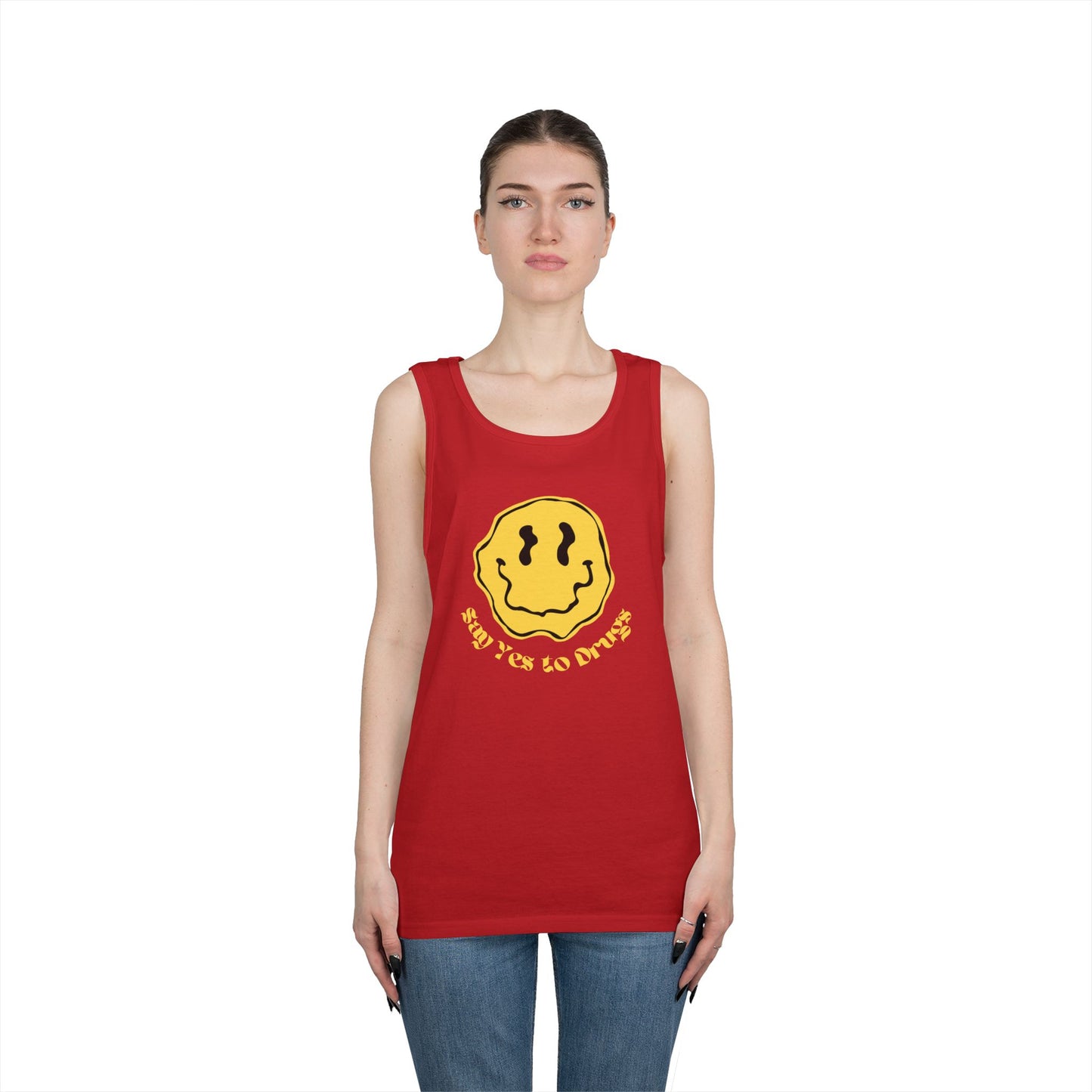"Say Yes to Drugs" Smiley Graphic // Unisex Heavy Cotton Tank Top
