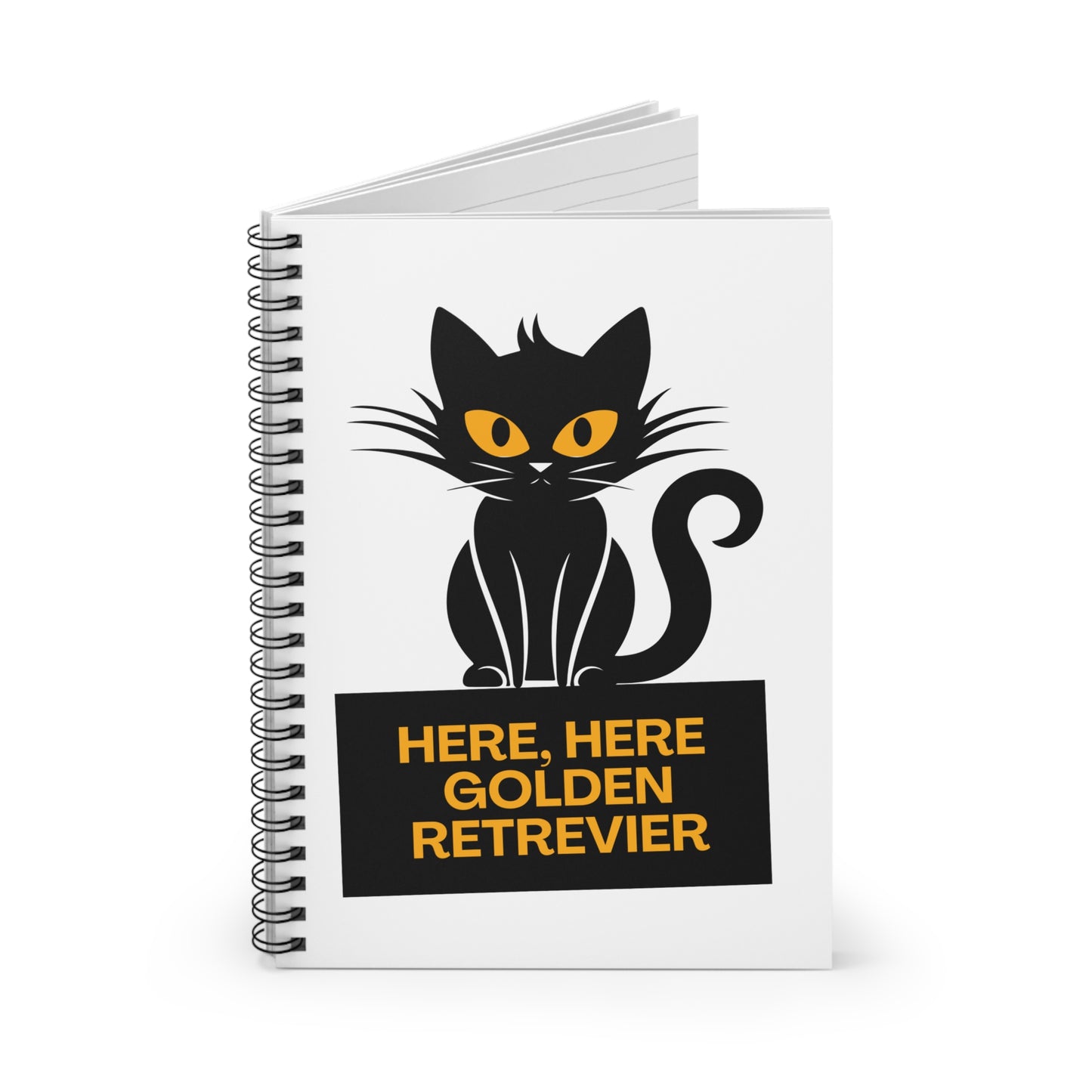Here, Here Golden Retriever // Spiral Notebook - Ruled Line
