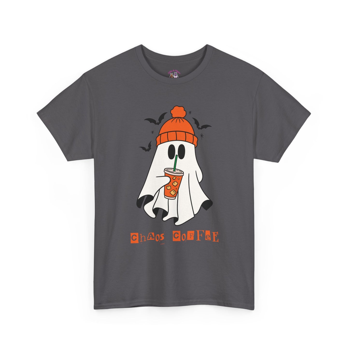 Ghostly Chill Unisex Heavy Cotton Tee, Halloween Shirt, Casual Wear, Fall Fashion, Cute Ghost Tee, Spooky Vibes