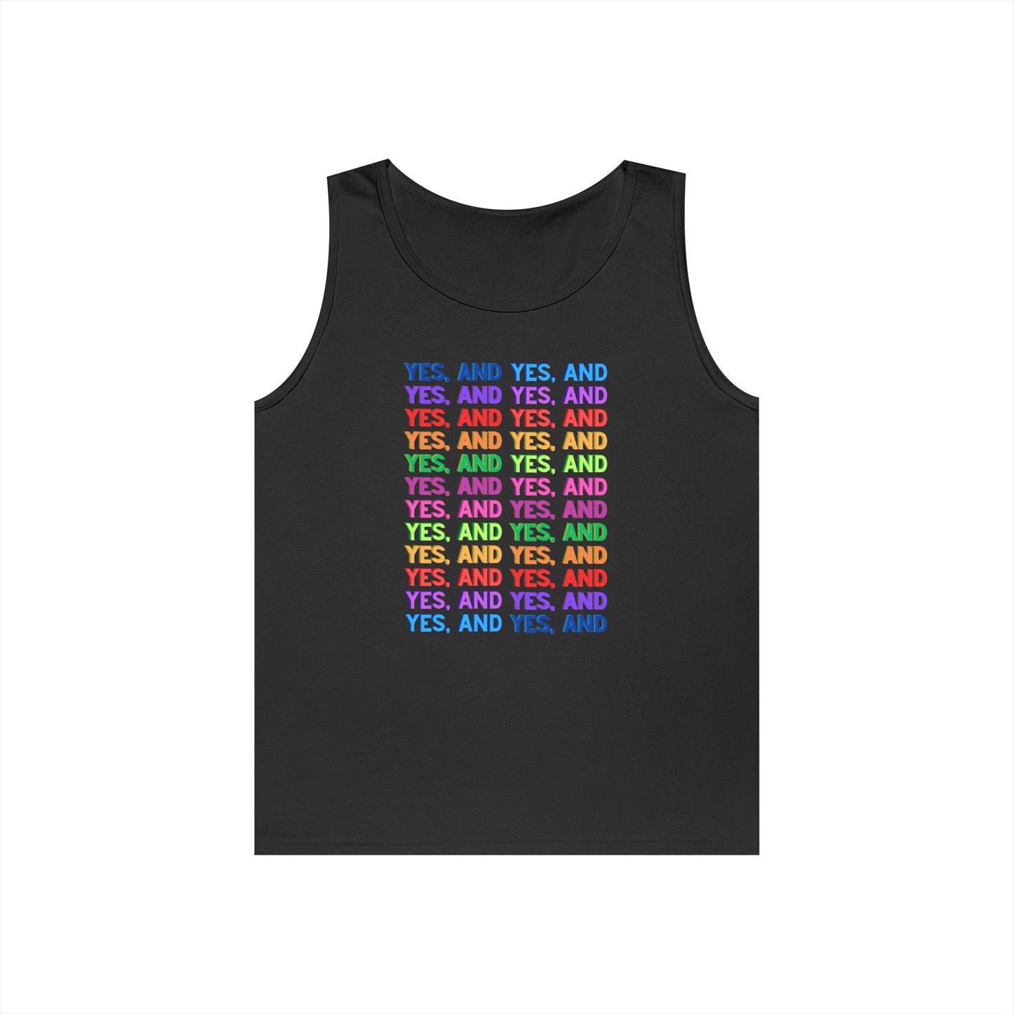 Improv, "Yes, And" // Positive Vibes Unisex Cotton Tank Top - Colorful 'YES' Design