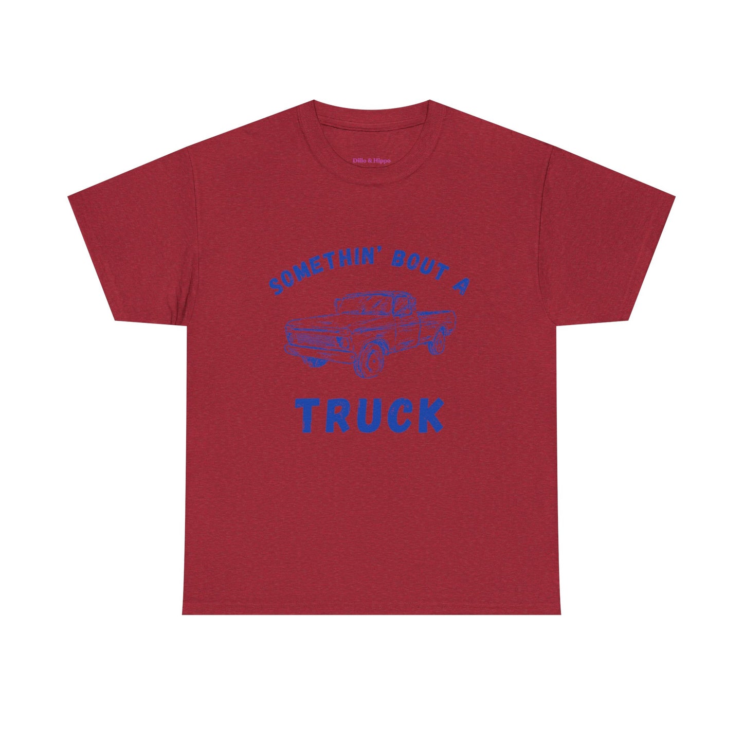Somethin' Bout A Truck - Cobalt Distressed // Vintage Truck Graphic Unisex Heavy Cotton Tee - Perfect for Truck Lovers