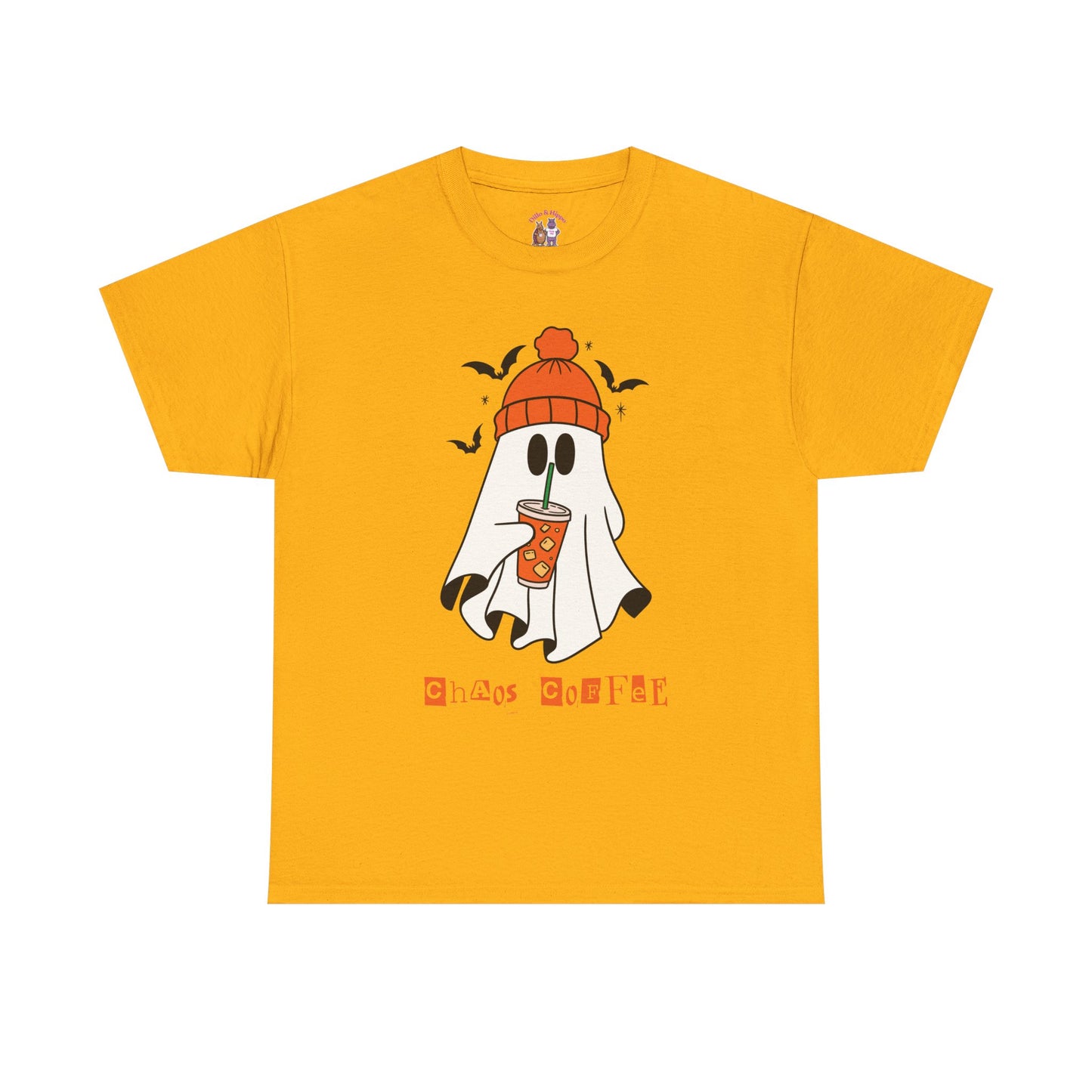 Ghostly Chill Unisex Heavy Cotton Tee, Halloween Shirt, Casual Wear, Fall Fashion, Cute Ghost Tee, Spooky Vibes
