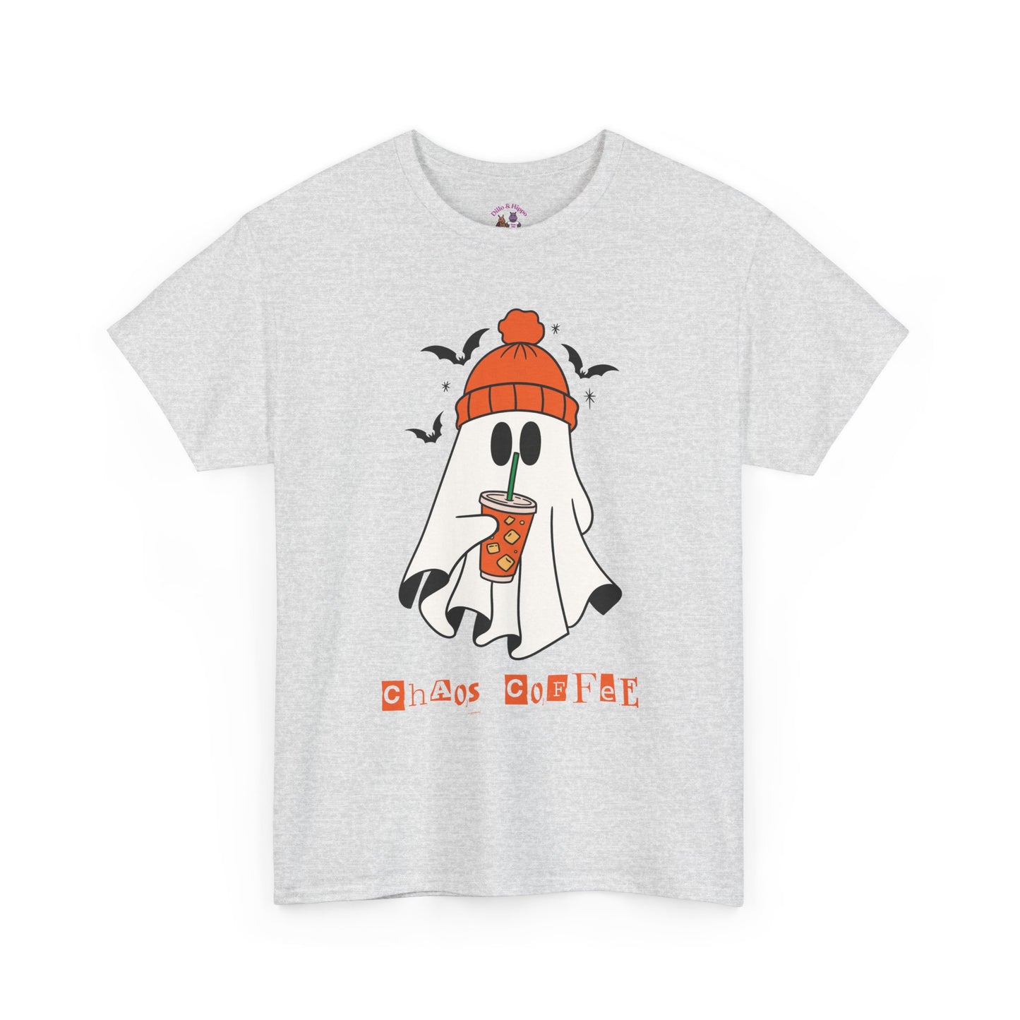 Ghostly Chill Unisex Heavy Cotton Tee, Halloween Shirt, Casual Wear, Fall Fashion, Cute Ghost Tee, Spooky Vibes