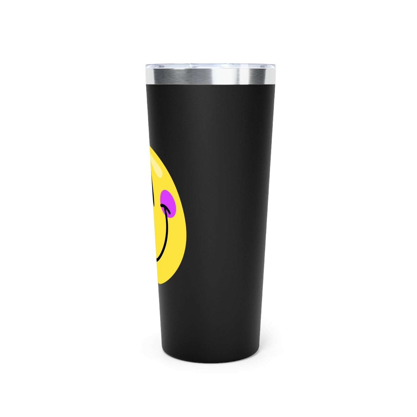 Crooked Smiley // Copper Vacuum Insulated Tumbler, 22oz - Blue Text