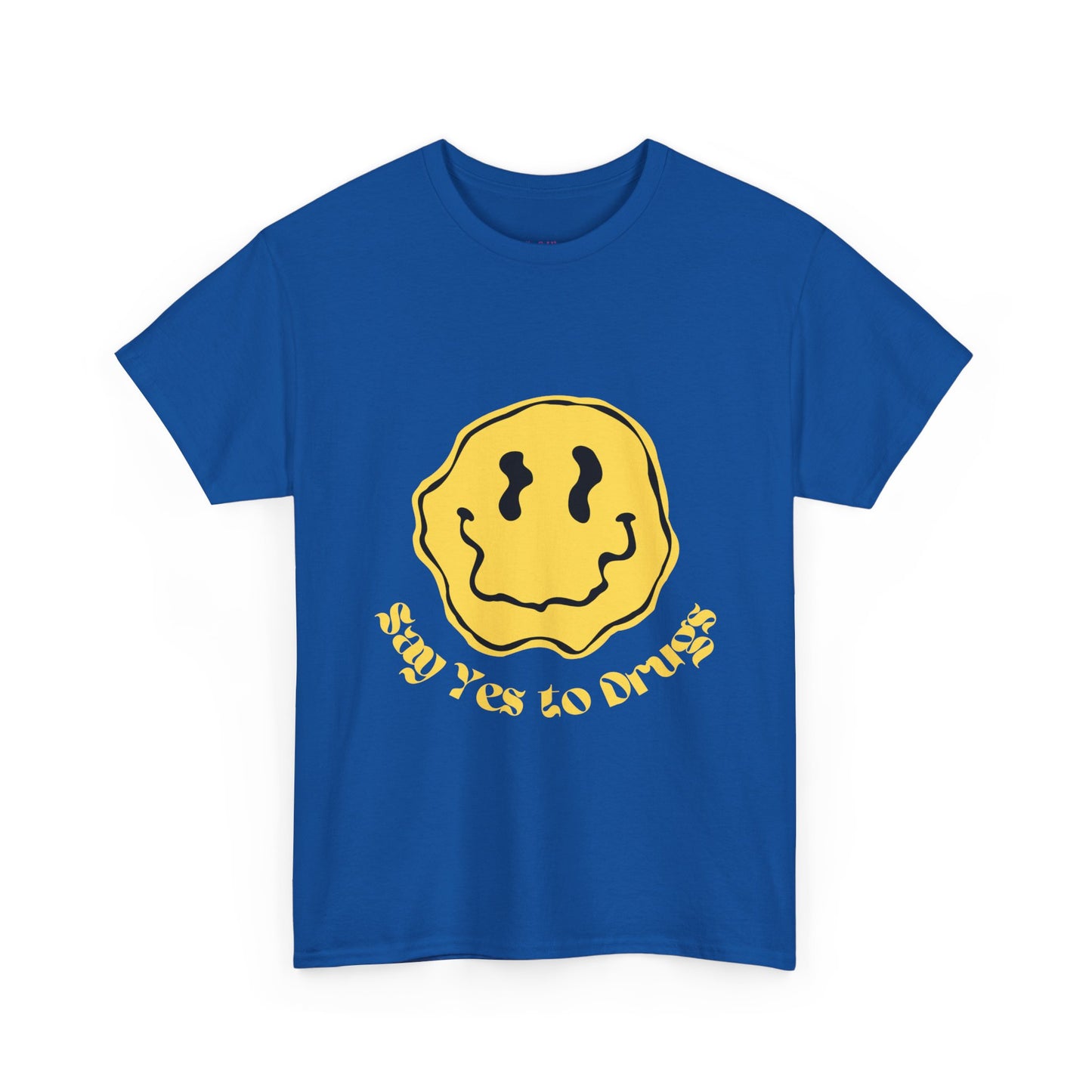 Say Yes to Drugs // Unisex Heavy Cotton Tee - Happy Smiley Face Graphic T-Shirt
