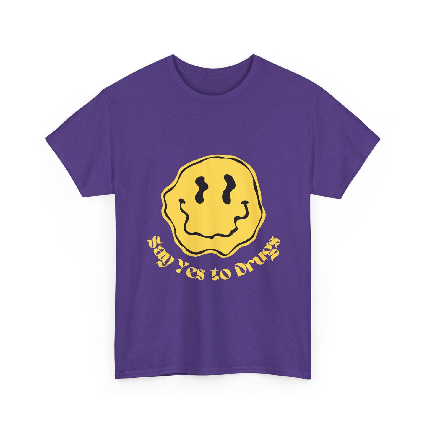 Say Yes to Drugs // Unisex Heavy Cotton Tee - Happy Smiley Face Graphic T-Shirt
