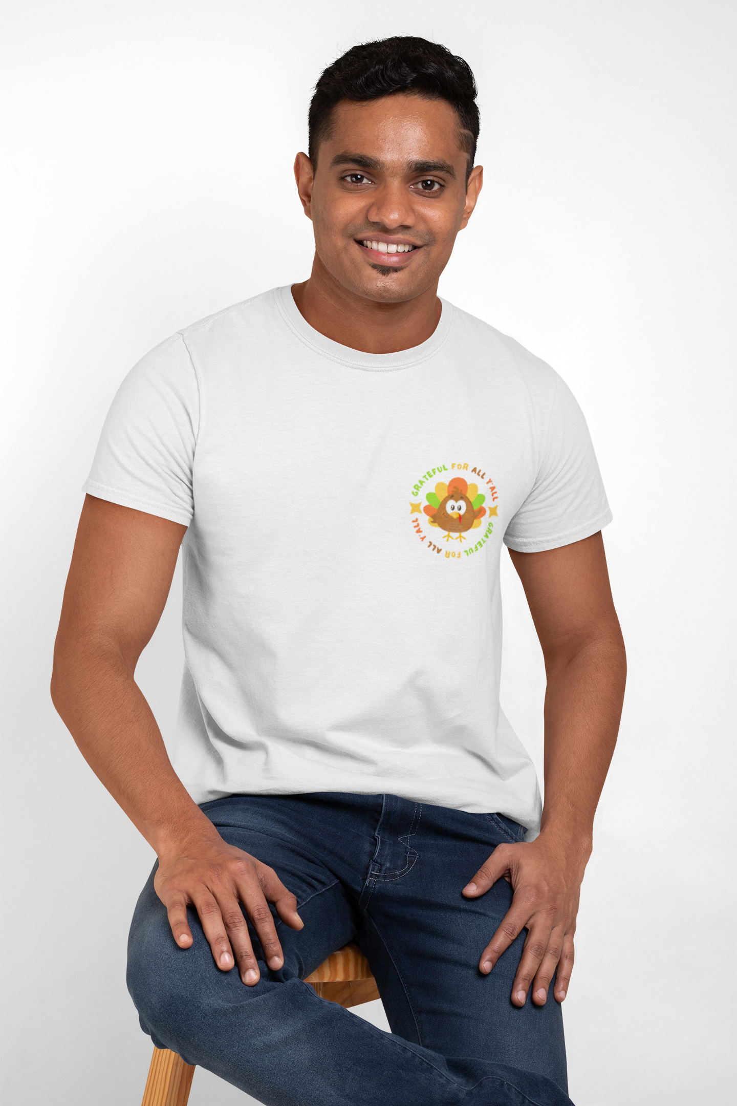 Grateful for All Y'all with Turkey // Pocket Placement // Unisex Jersey Short Sleeve Tee