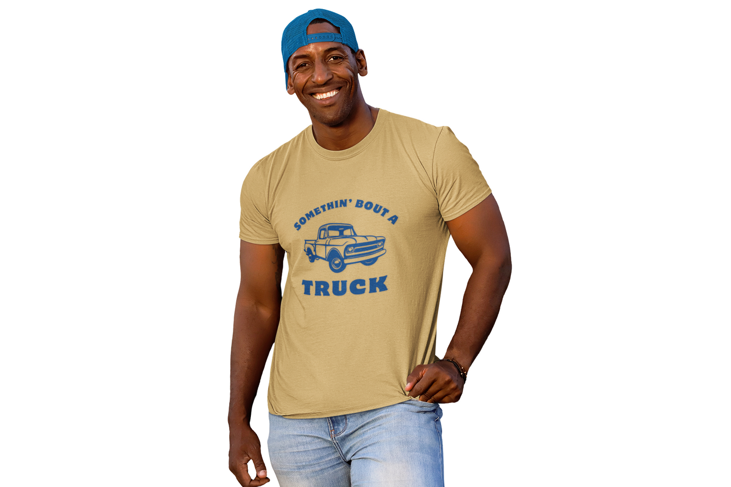 Somethin' Bout a Truck - Navy Pickup // Unisex Heavy Cotton Tee - Perfect for Truck Lovers