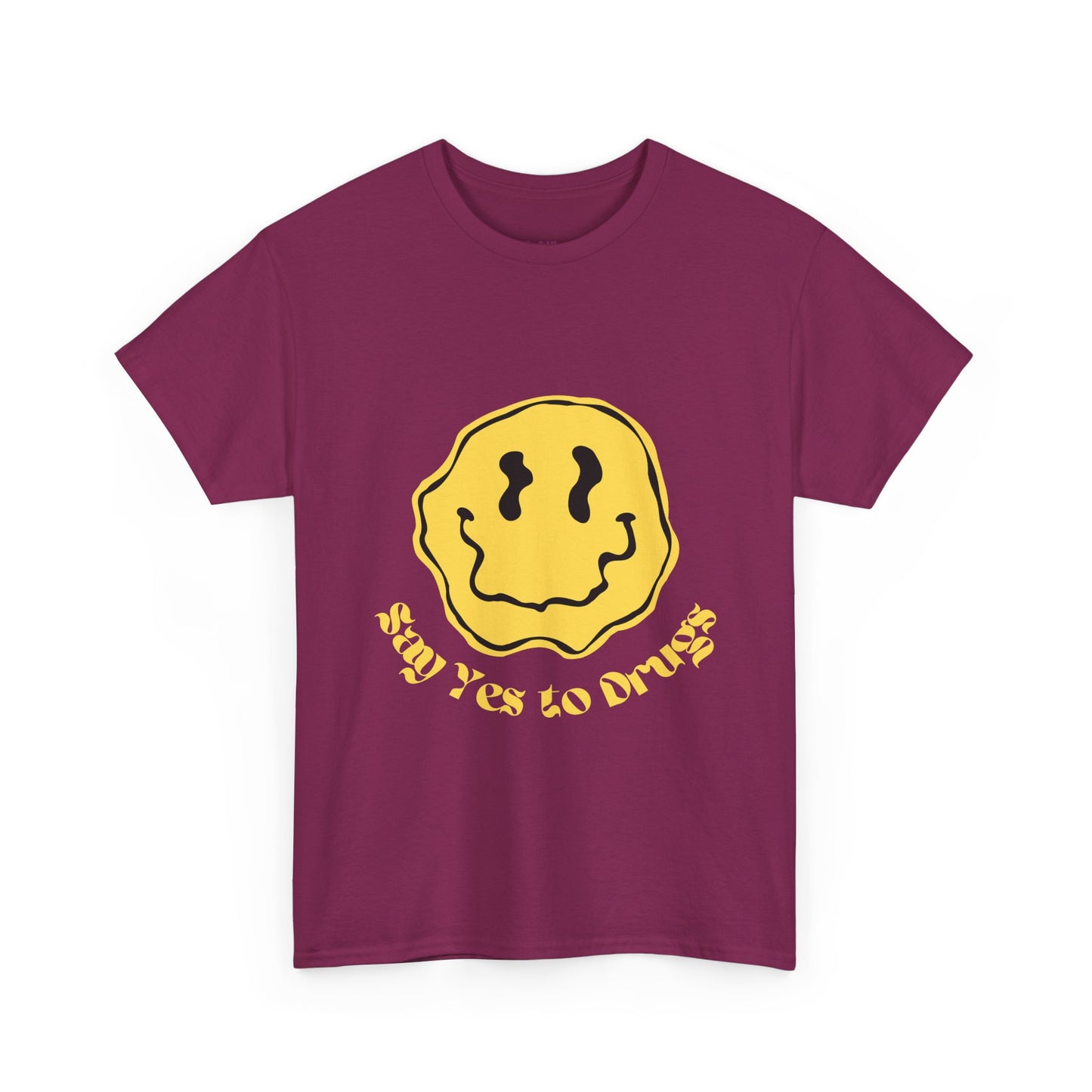 Say Yes to Drugs // Unisex Heavy Cotton Tee - Happy Smiley Face Graphic T-Shirt