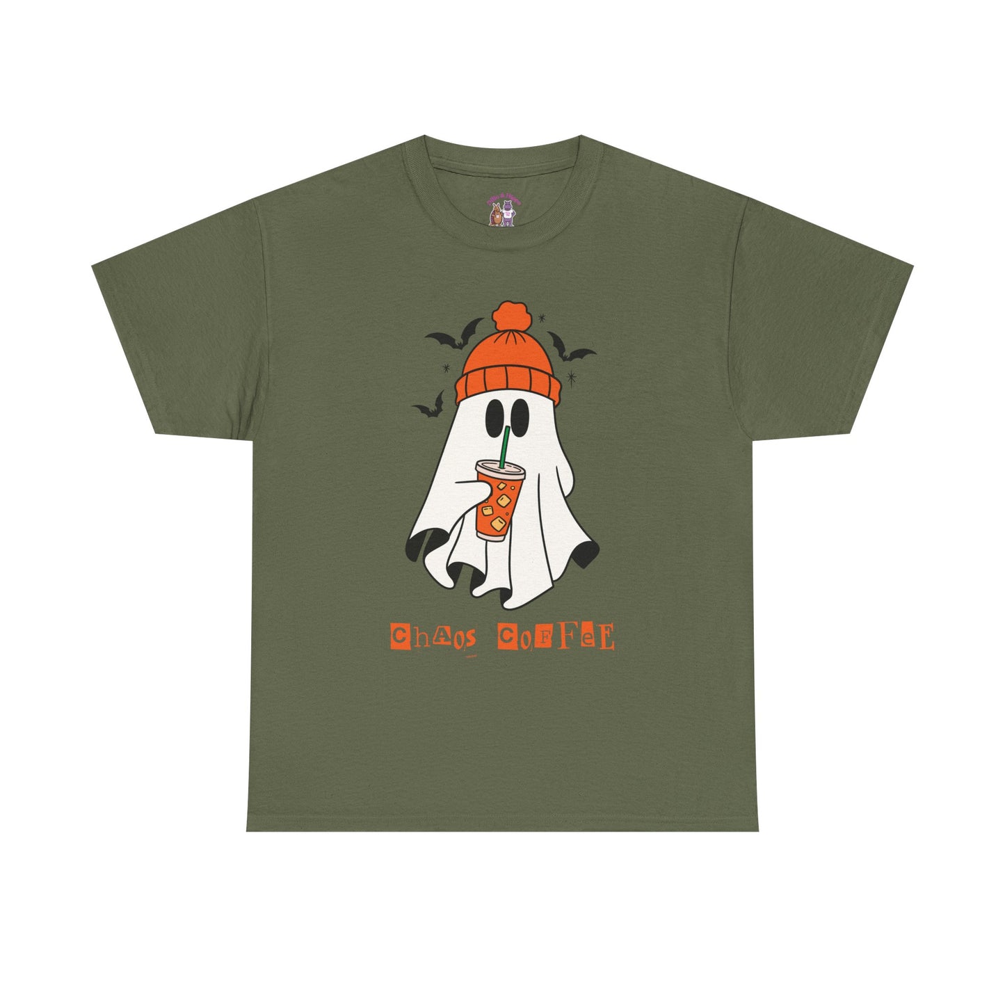 Ghostly Chill Unisex Heavy Cotton Tee, Halloween Shirt, Casual Wear, Fall Fashion, Cute Ghost Tee, Spooky Vibes