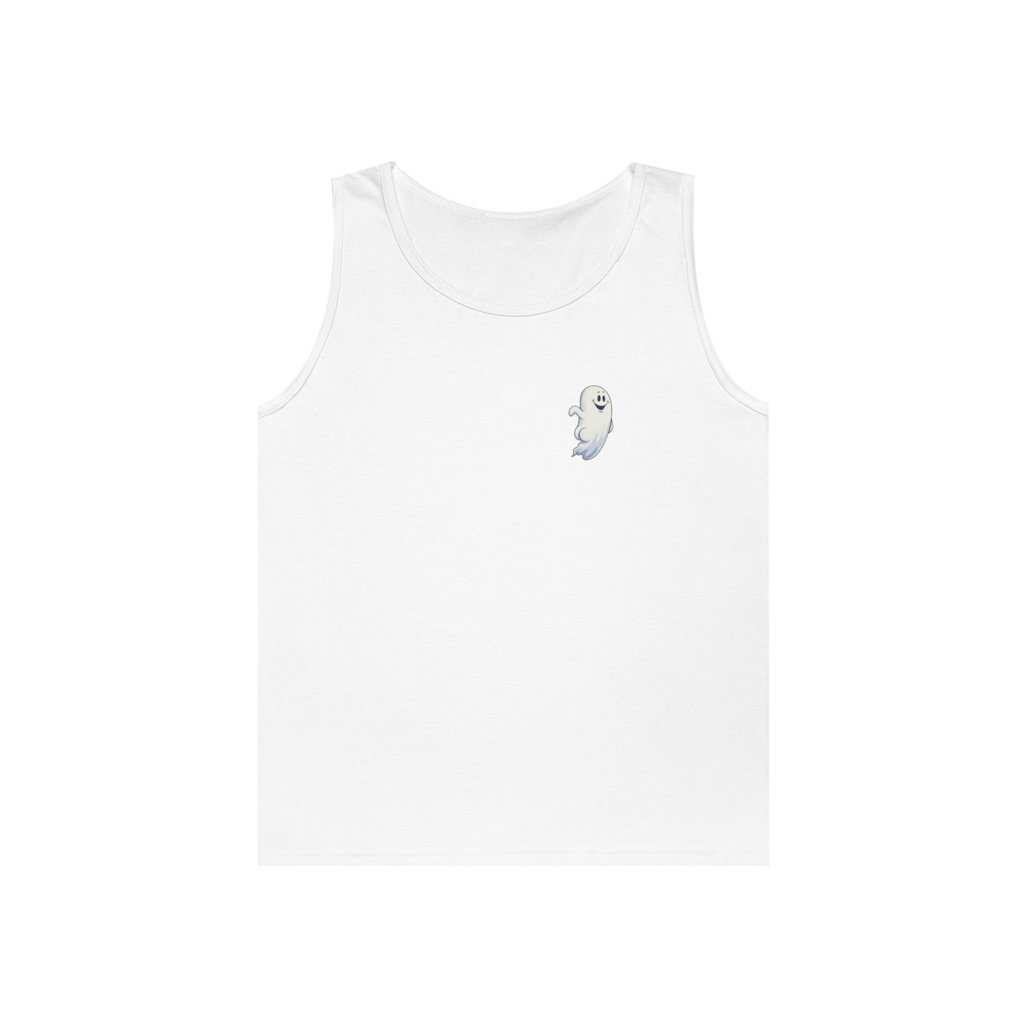 Power Bottom Autumn - White Ghost // Unisex Heavy Cotton Ghost Theme Tank Top - Fall Vibes