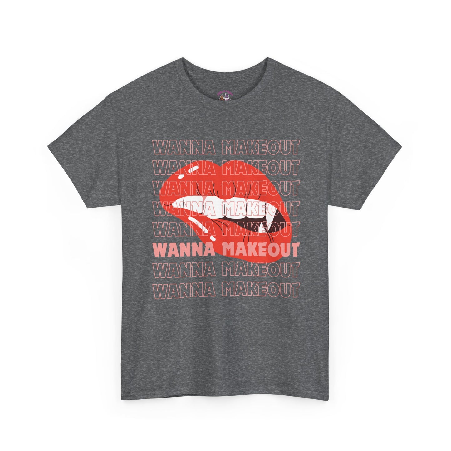 Unisex Heavy Cotton Tee - 'Wanna Makeout' Graphic Tee, Trendy Casual Wear, Perfect for Parties, Fun Couple's Tee