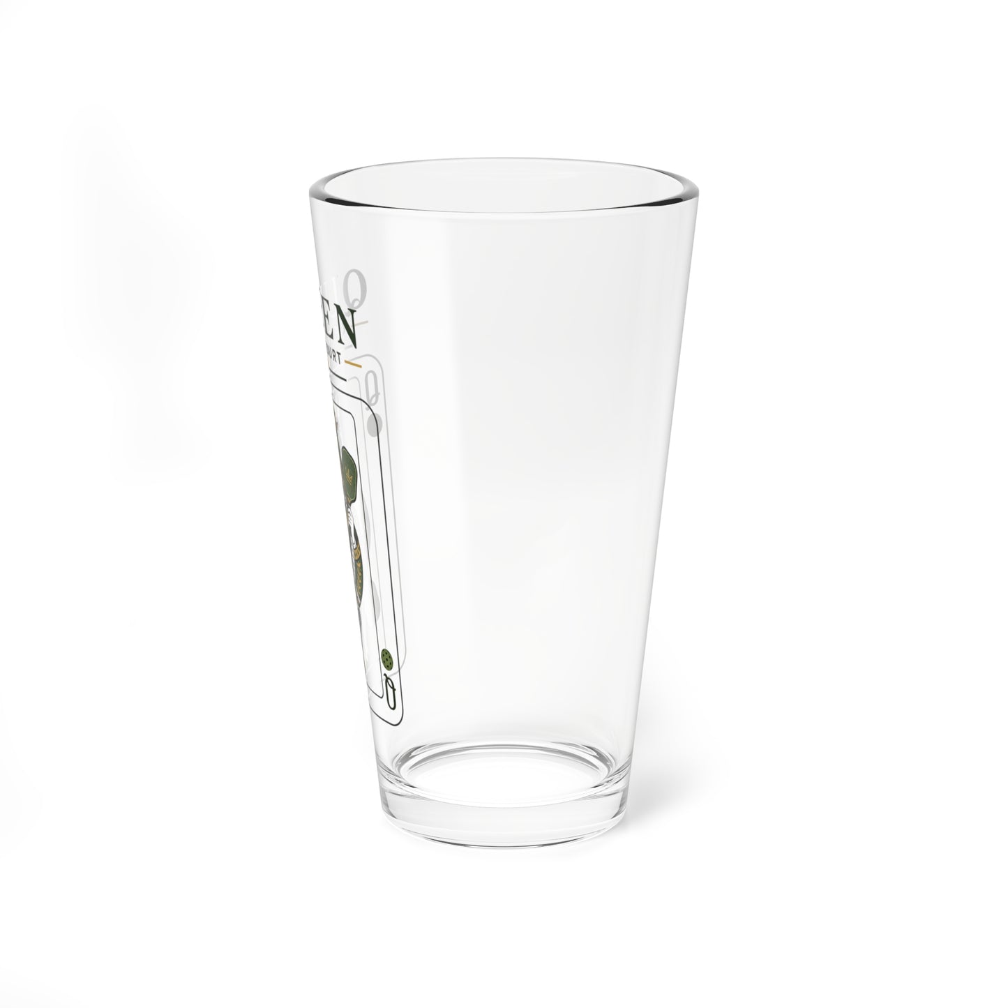 Pickleball - Queen of the Court - Vintage Playing Card - 16oz Mixing Glass – Cocktail Shaker Glass or Beer Pint Glass