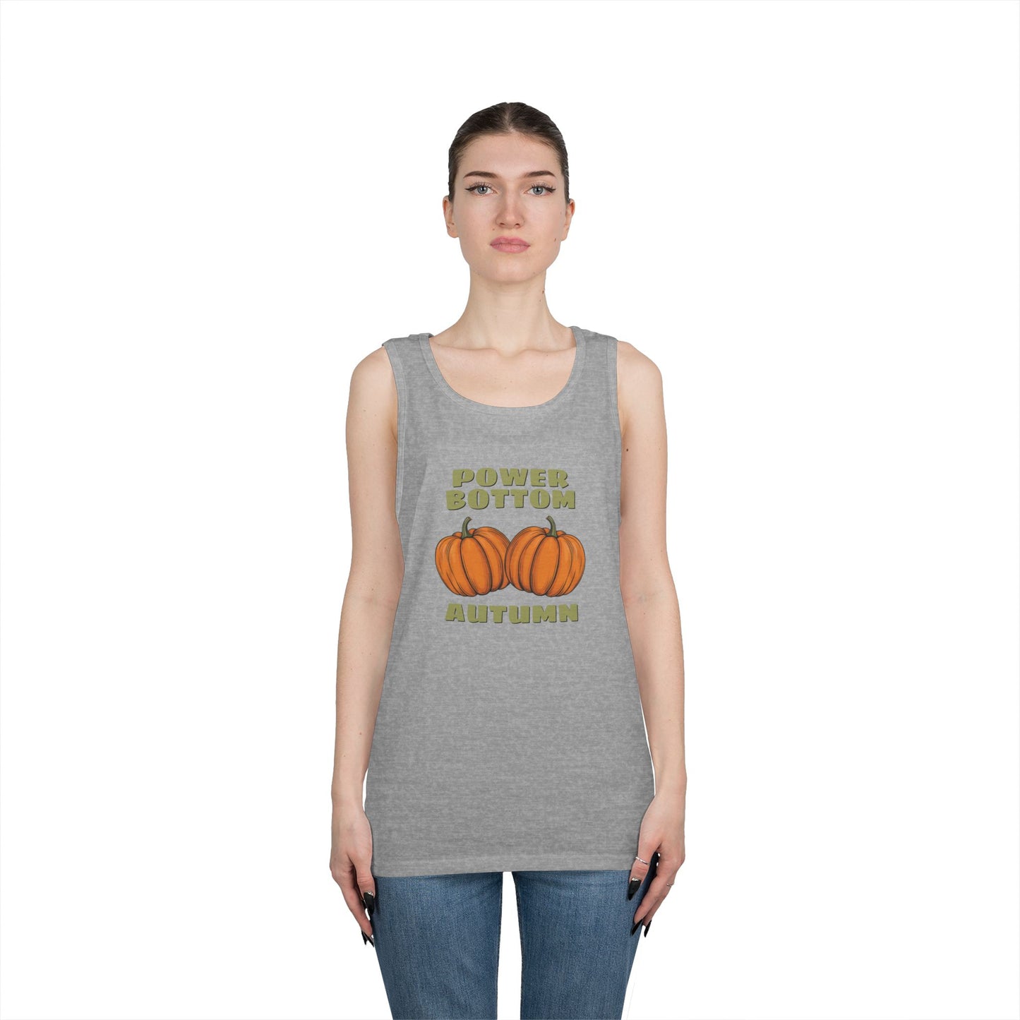 Power Bottom Autumn - Pumpkins // Unisex Heavy Cotton Tank Top - Fall Vibes