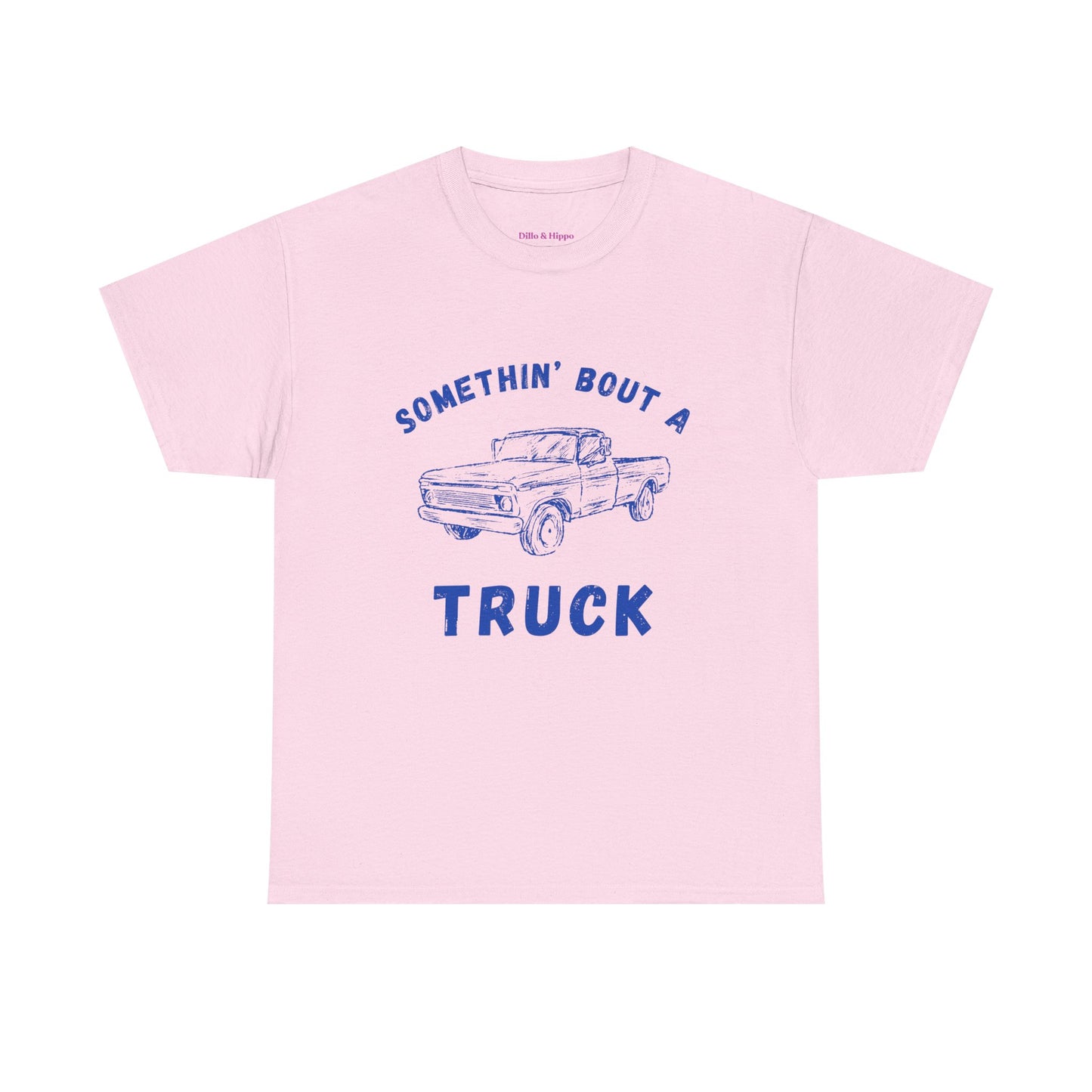 Somethin' Bout A Truck - Cobalt Distressed // Vintage Truck Graphic Unisex Heavy Cotton Tee - Perfect for Truck Lovers