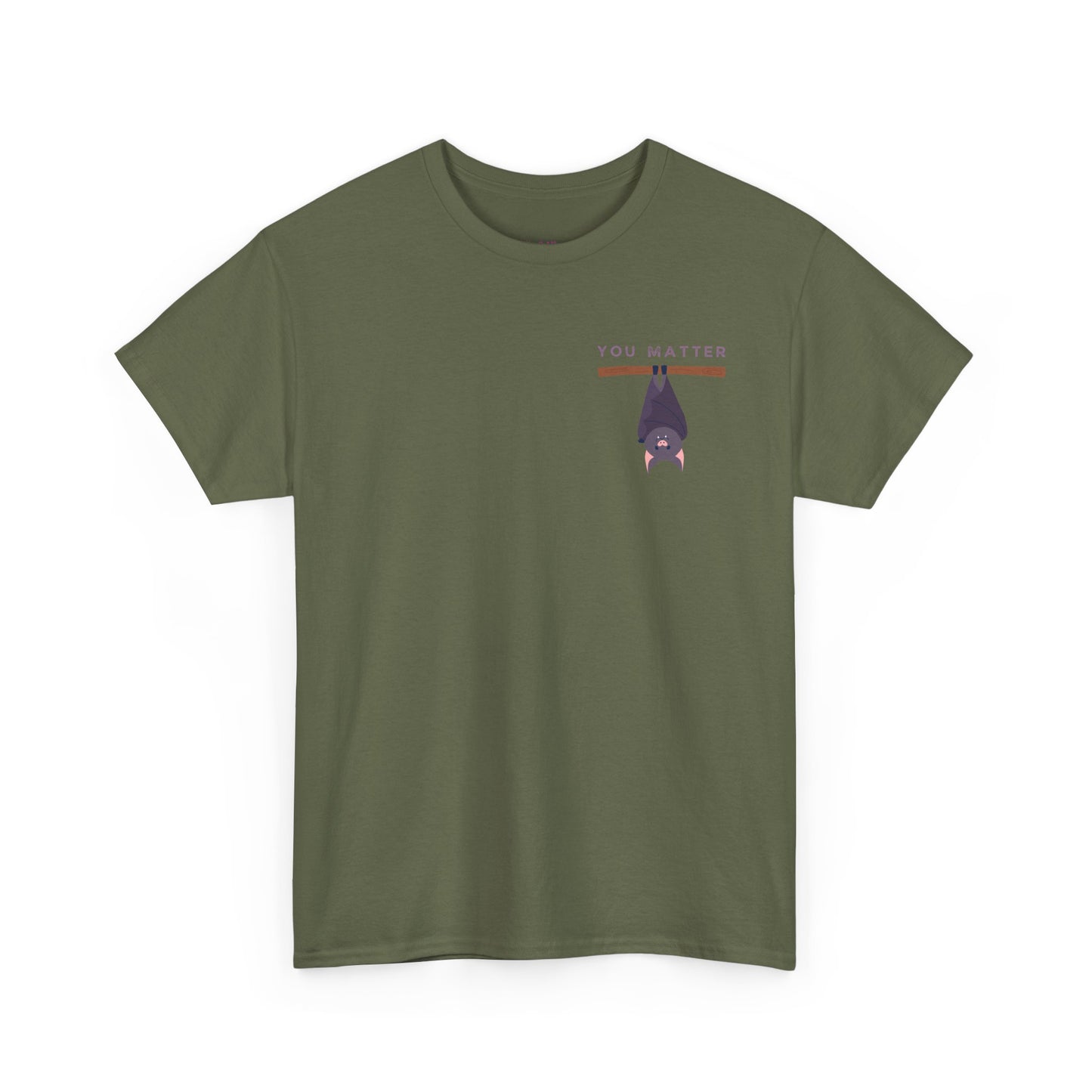 Keep Hangin' On - Bat // Inspirational Unisex Heavy Cotton Tee - 'You Matter' & 'Keep Hanging On' Design