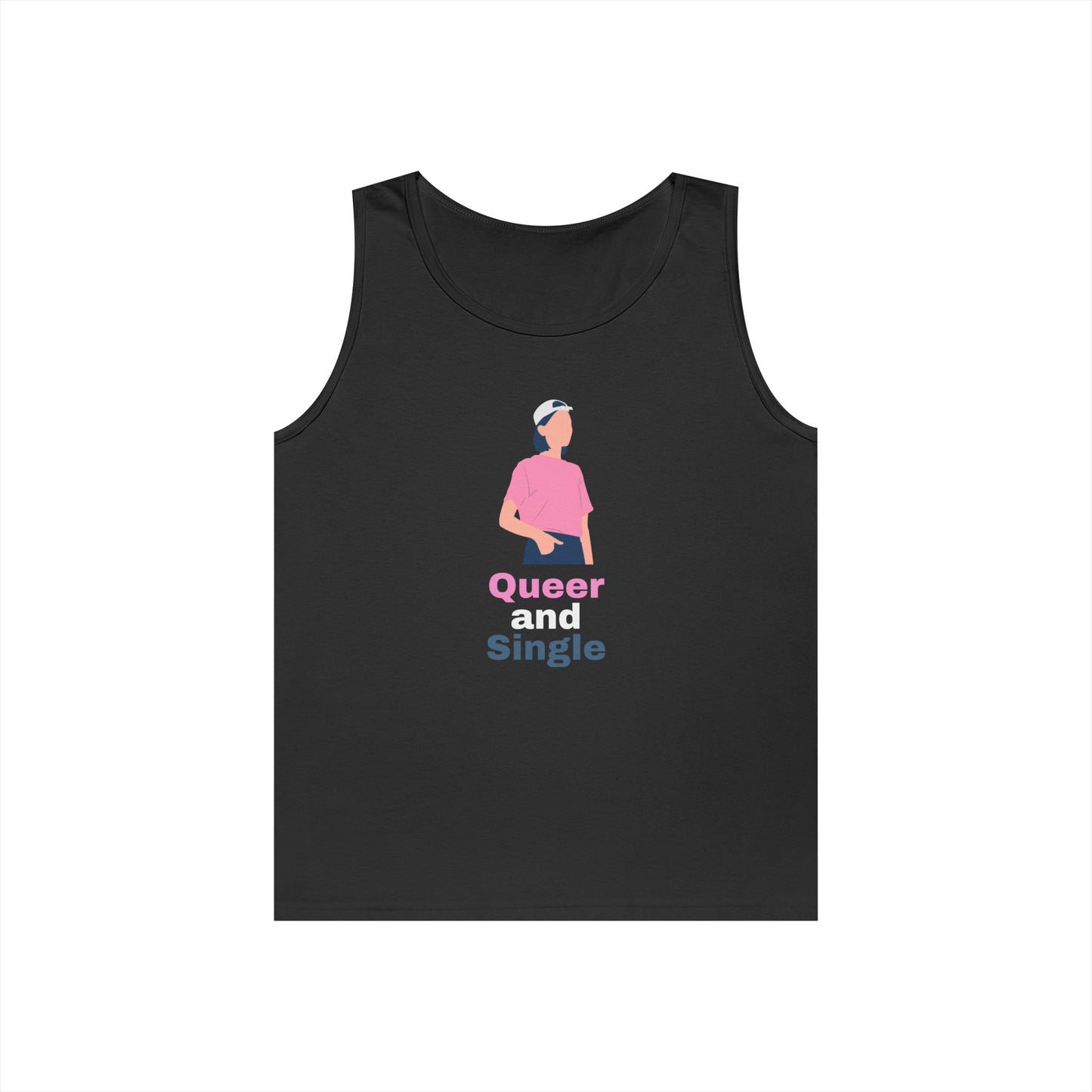 Queer and Single // Unisex Heavy Cotton Tank Top